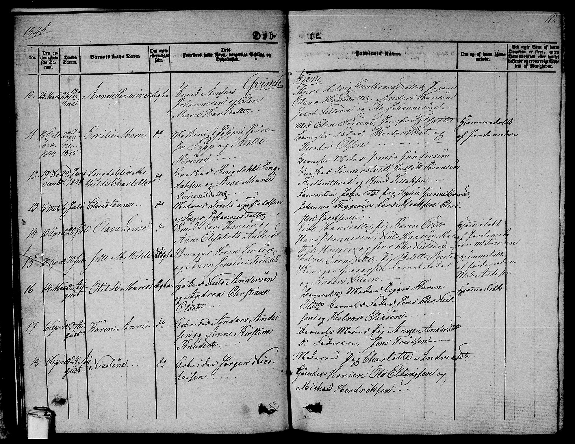 Larvik kirkebøker, SAKO/A-352/G/Gb/L0002: Parish register (copy) no. II 2, 1843-1866, p. 10