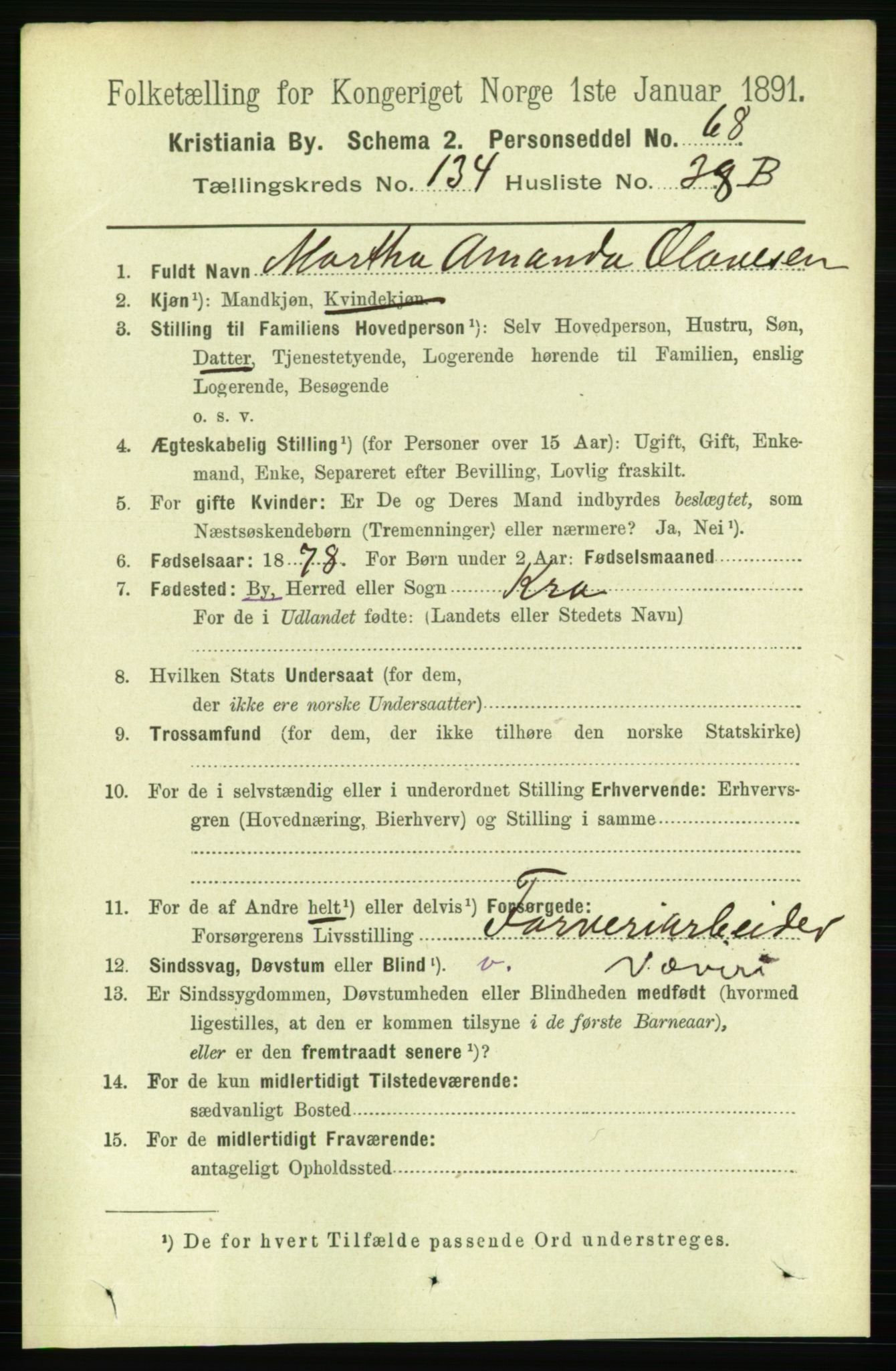 RA, 1891 census for 0301 Kristiania, 1891, p. 74348