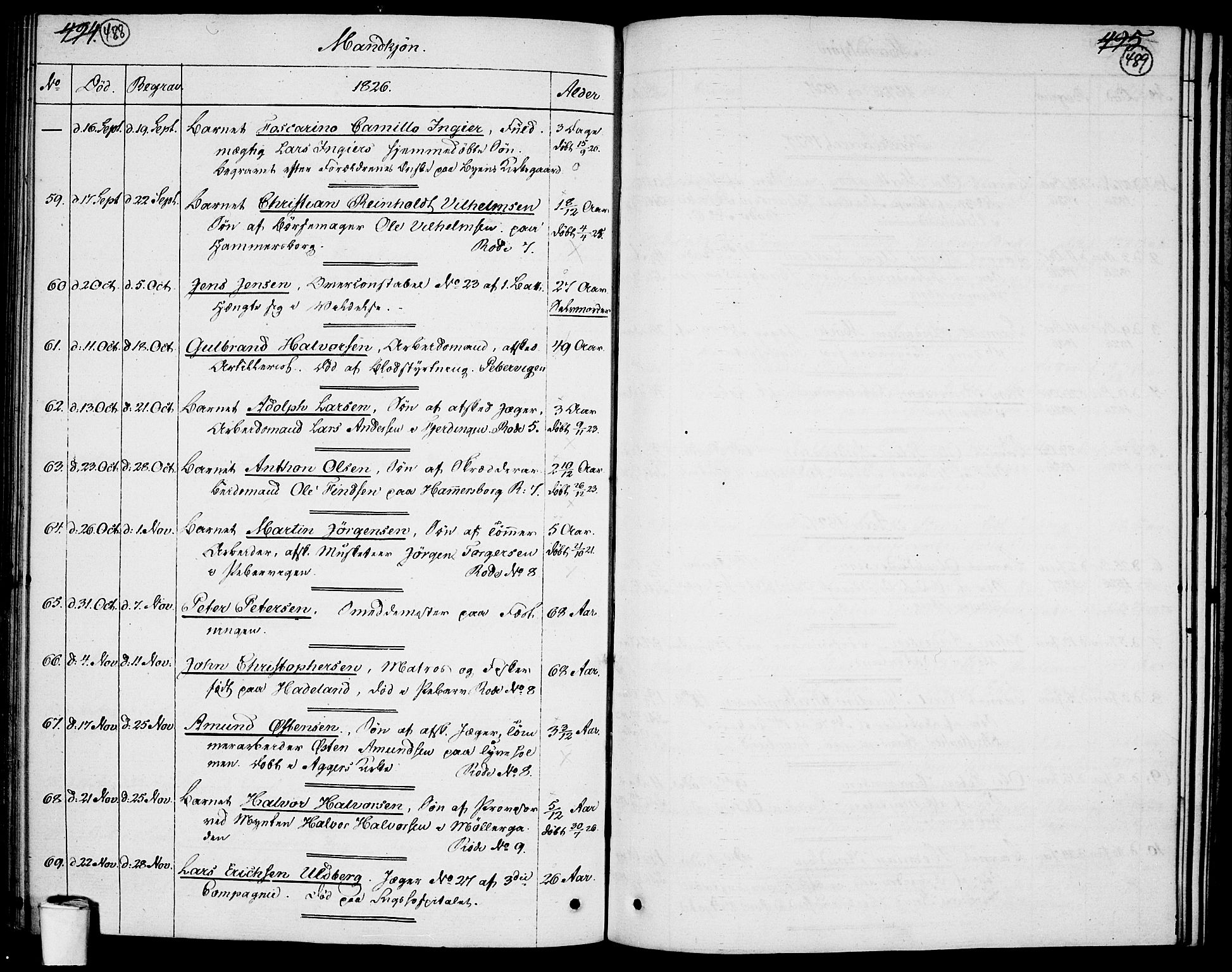 Garnisonsmenigheten Kirkebøker, AV/SAO-A-10846/F/Fa/L0004: Parish register (official) no. 4, 1820-1828, p. 488-489