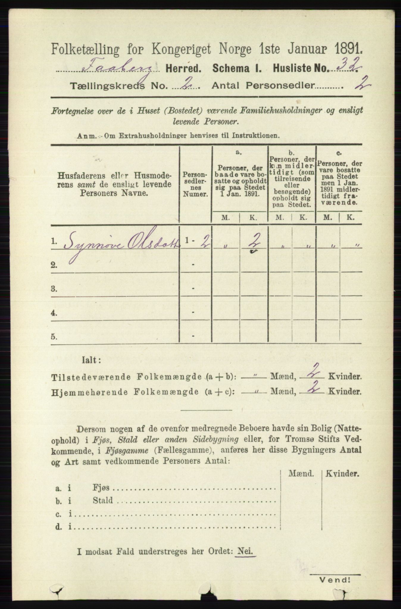 RA, 1891 census for 0524 Fåberg, 1891, p. 586