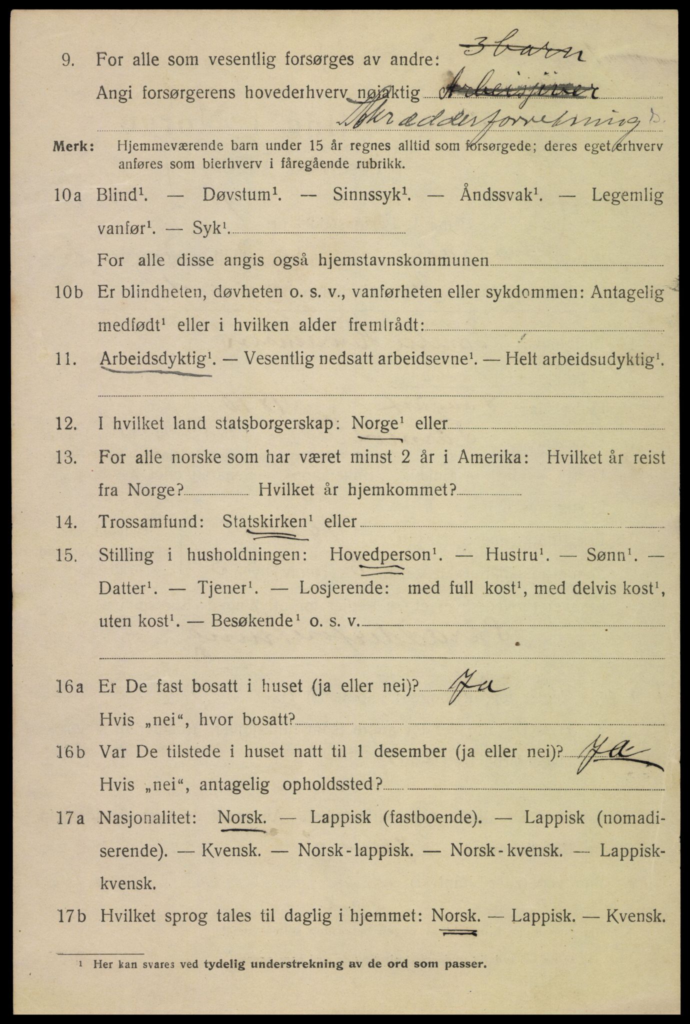 SAT, 1920 census for Mosjøen, 1920, p. 3433