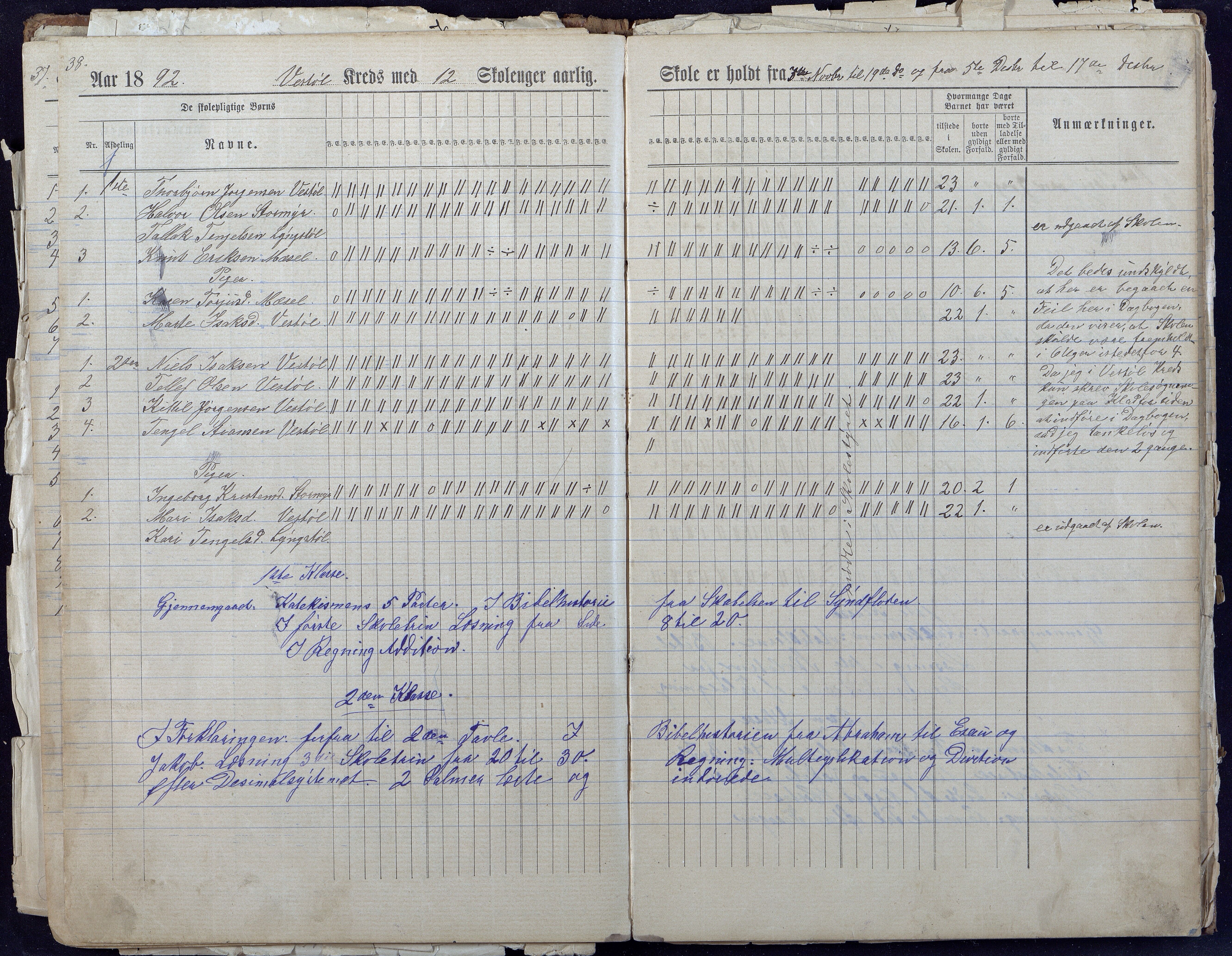 Gjerstad Kommune, Løite Skole, AAKS/KA0911-550c/F01/L0001: Dagbok Løite-Vestøl-Lunden skole, 1891-1901, p. 40