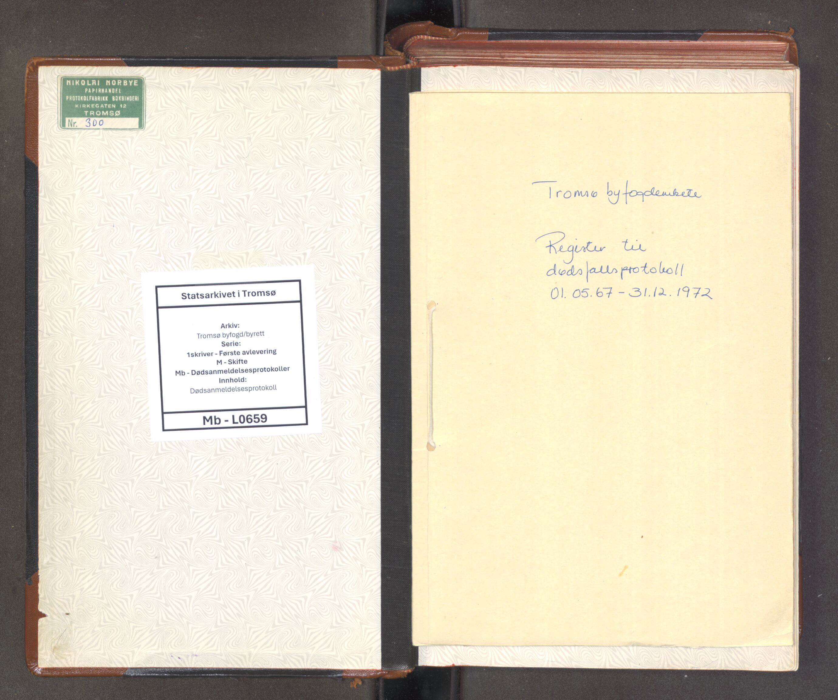 Tromsø byfogd/byrett, AV/SATØ-SATØ-0063/1/M/Mb/L0659: Dødsanmeldelsesprotokoll, 1967-1972