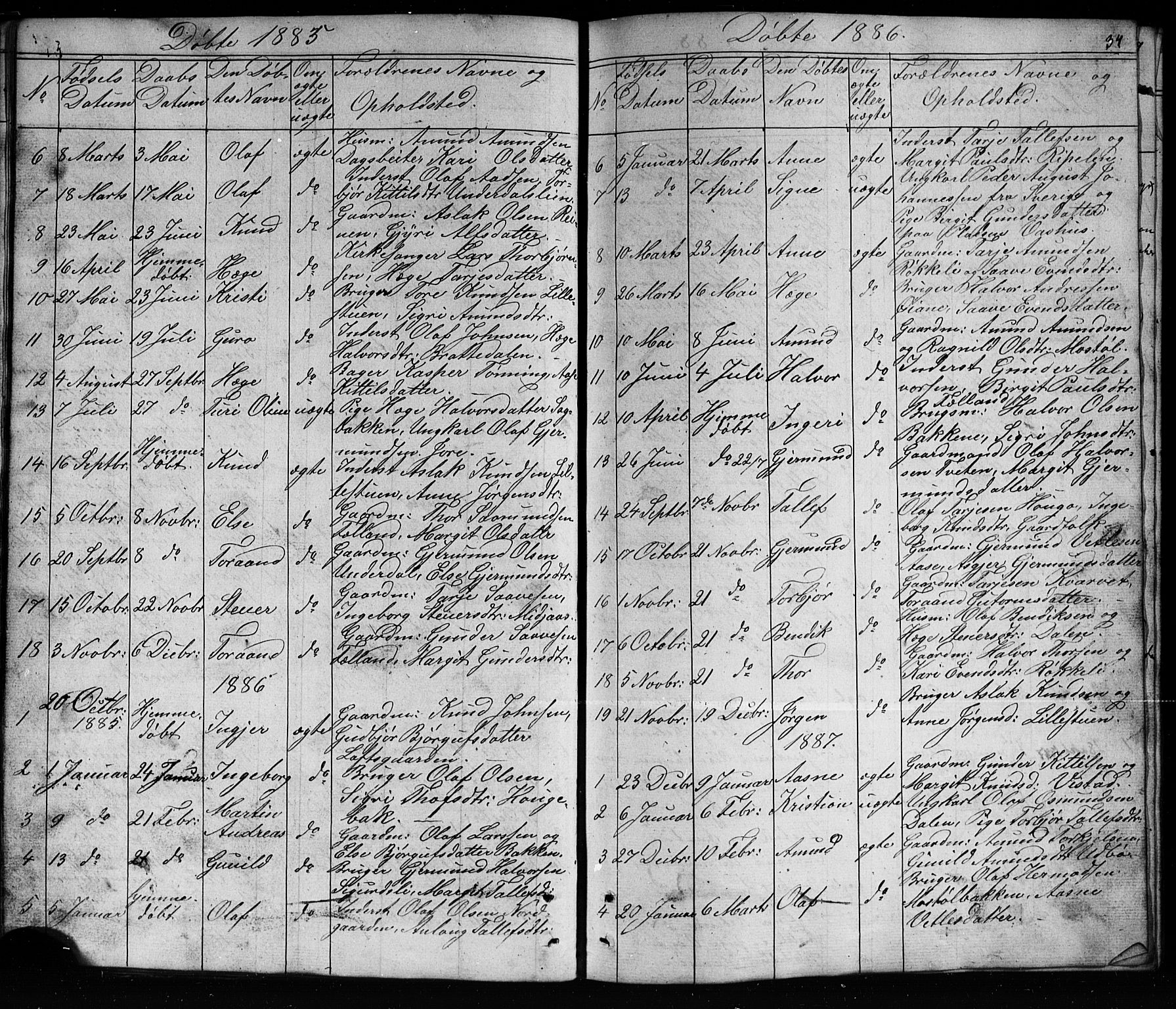 Mo kirkebøker, AV/SAKO-A-286/G/Ga/L0001: Parish register (copy) no. I 1, 1851-1891, p. 34