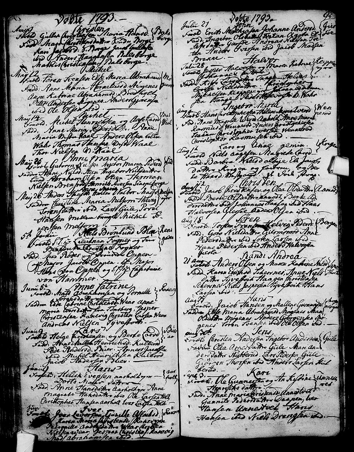 Stokke kirkebøker, AV/SAKO-A-320/F/Fa/L0003: Parish register (official) no. I 3, 1771-1803, p. 92