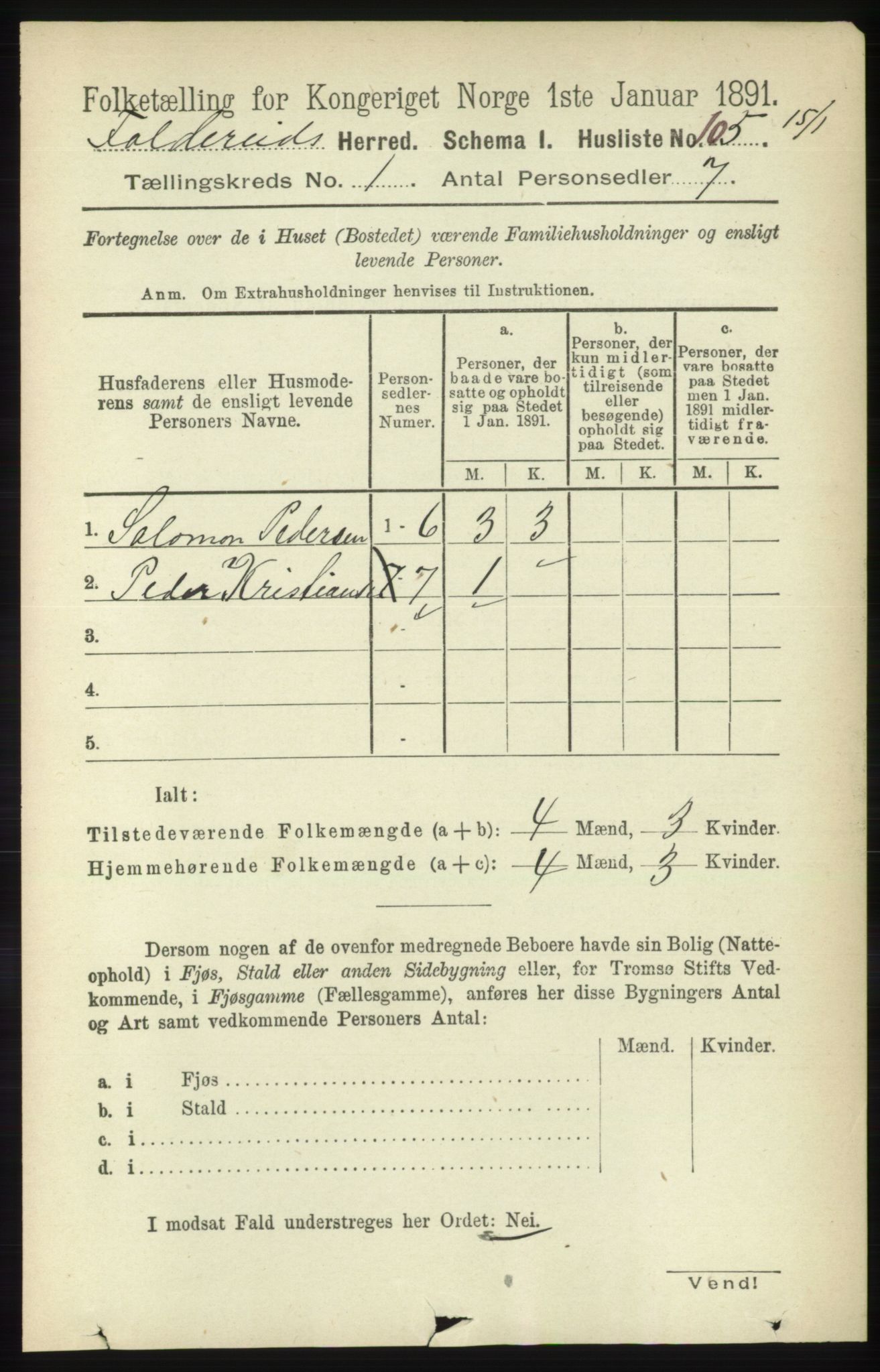 RA, 1891 census for 1753 Foldereid, 1891, p. 117