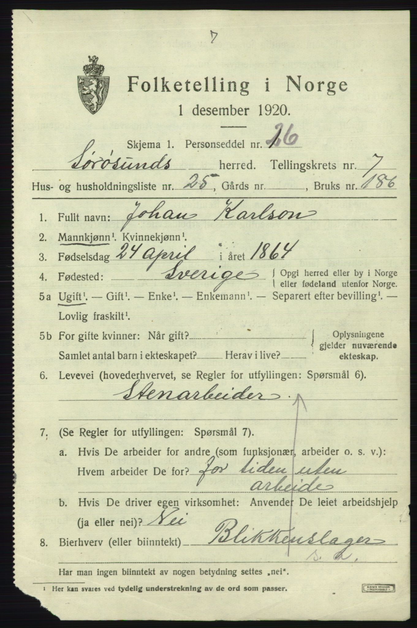 SATØ, 1920 census for Sørøysund rural district, 1920, p. 3254