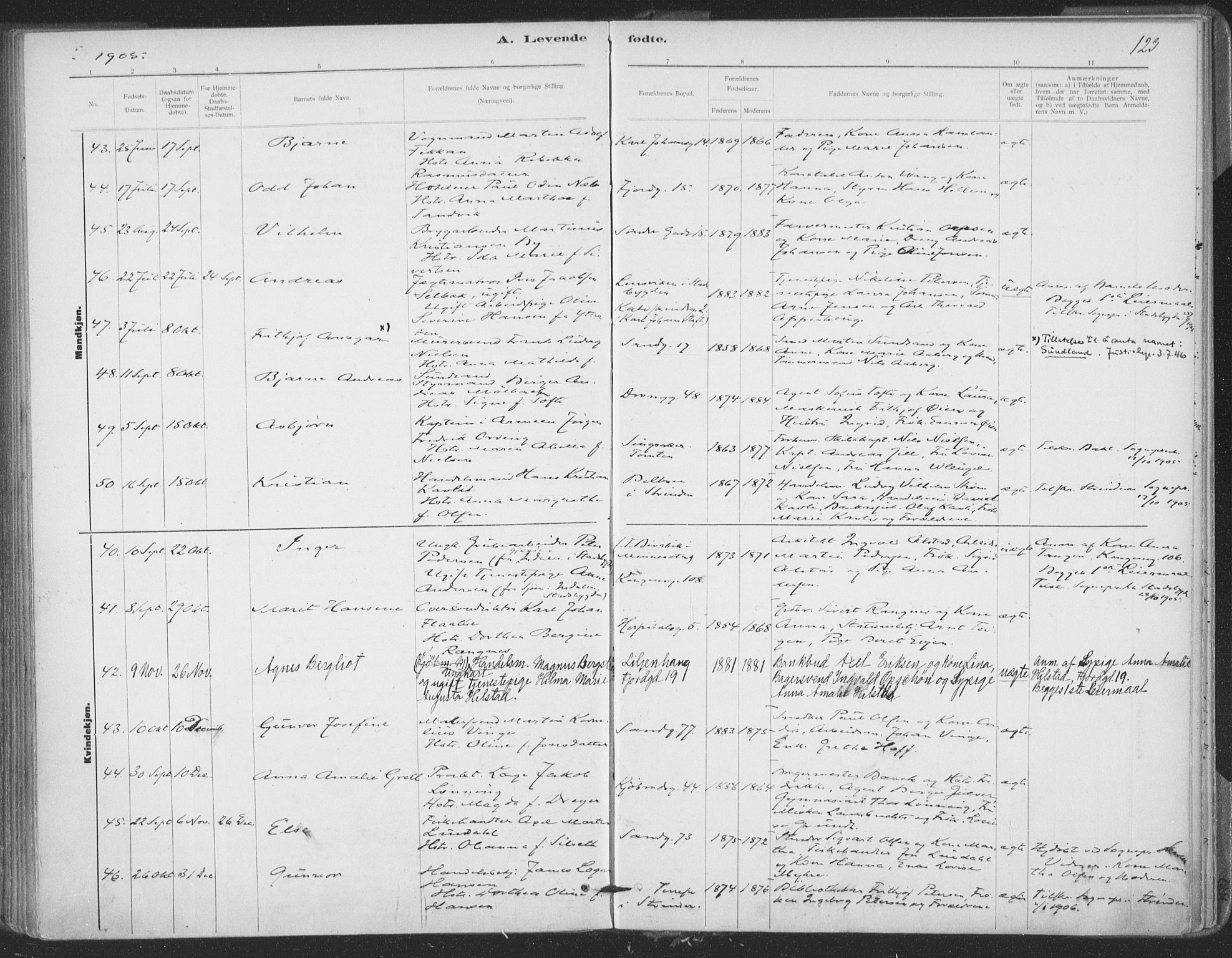 Ministerialprotokoller, klokkerbøker og fødselsregistre - Sør-Trøndelag, SAT/A-1456/602/L0122: Parish register (official) no. 602A20, 1892-1908, p. 123