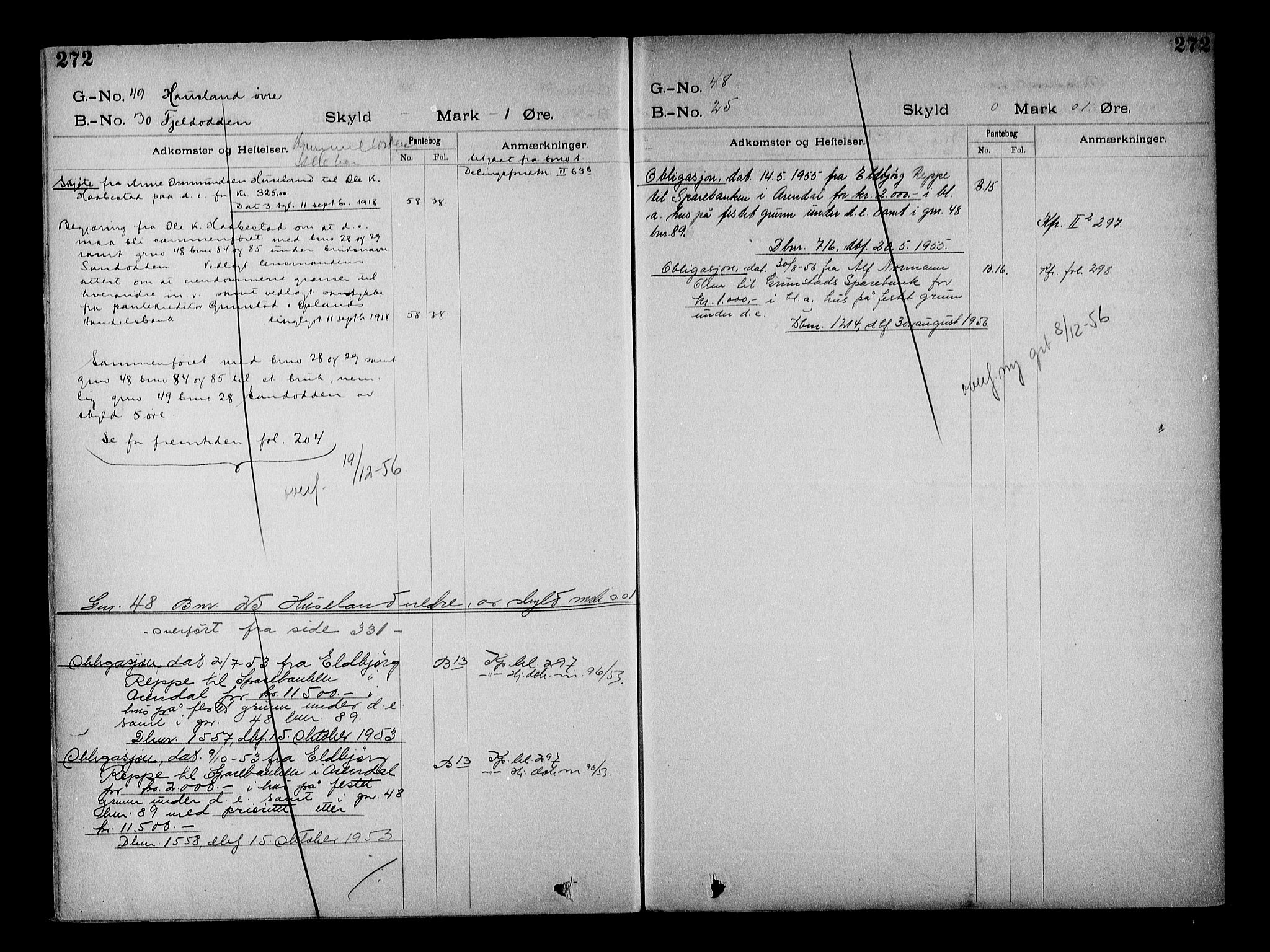 Vestre Nedenes/Sand sorenskriveri, SAK/1221-0010/G/Ga/L0022: Mortgage register no. 15, 1899-1957, p. 272