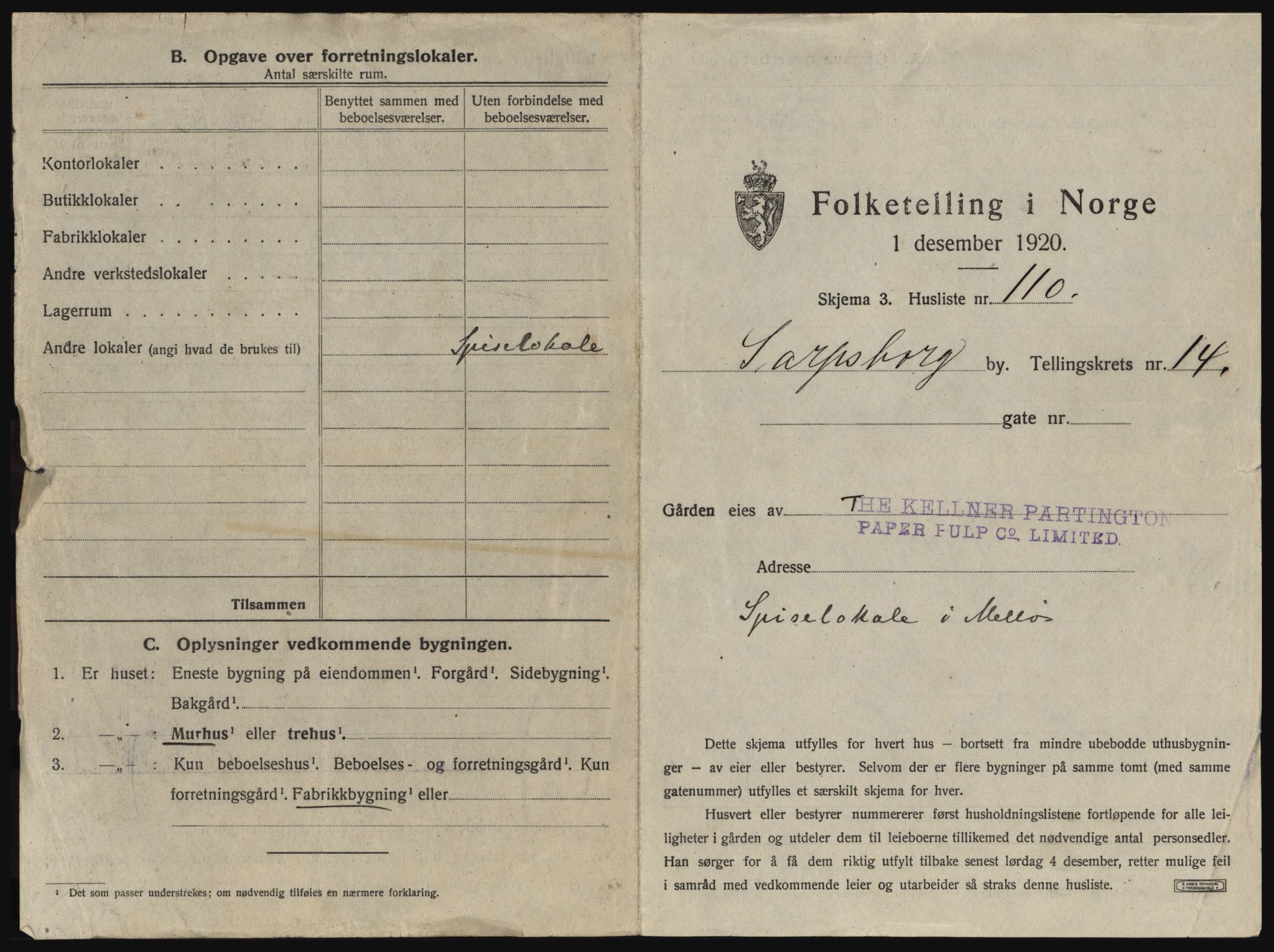 SAO, 1920 census for Sarpsborg, 1920, p. 2470