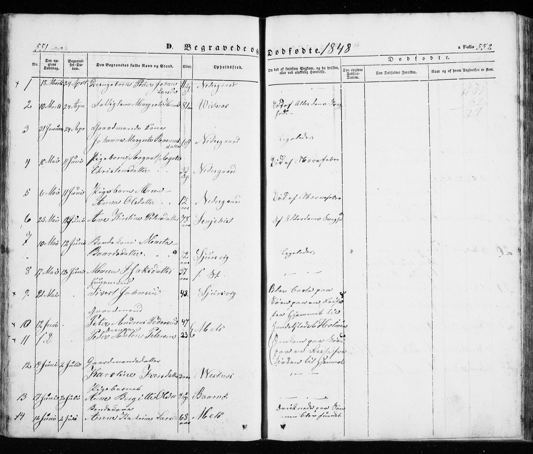 Trondenes sokneprestkontor, SATØ/S-1319/H/Ha/L0010kirke: Parish register (official) no. 10, 1840-1865, p. 551-552