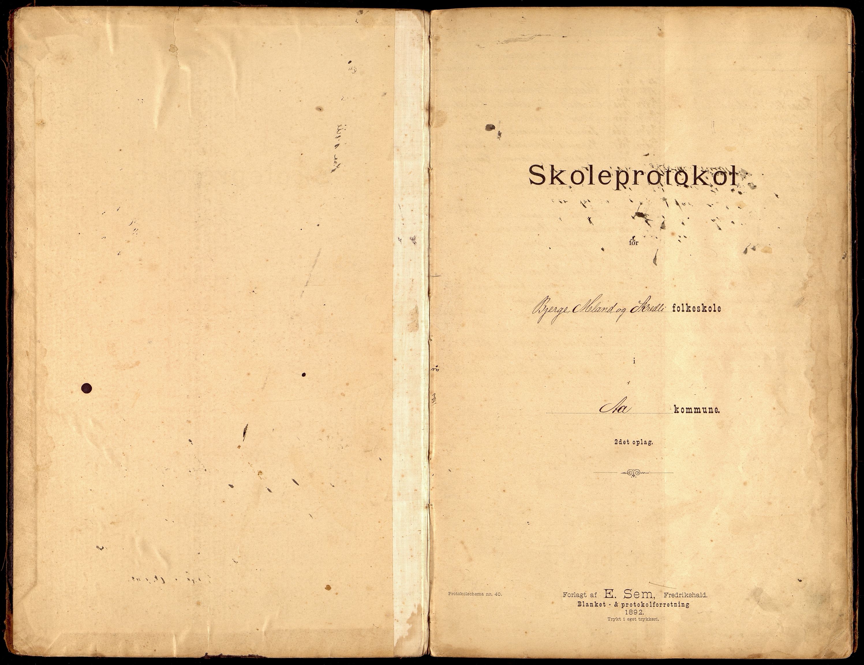 Lyngdal kommune - Berge Skolekrets, ARKSOR/1032LG551/H/L0001: Skoleprotokoll, 1892-1905