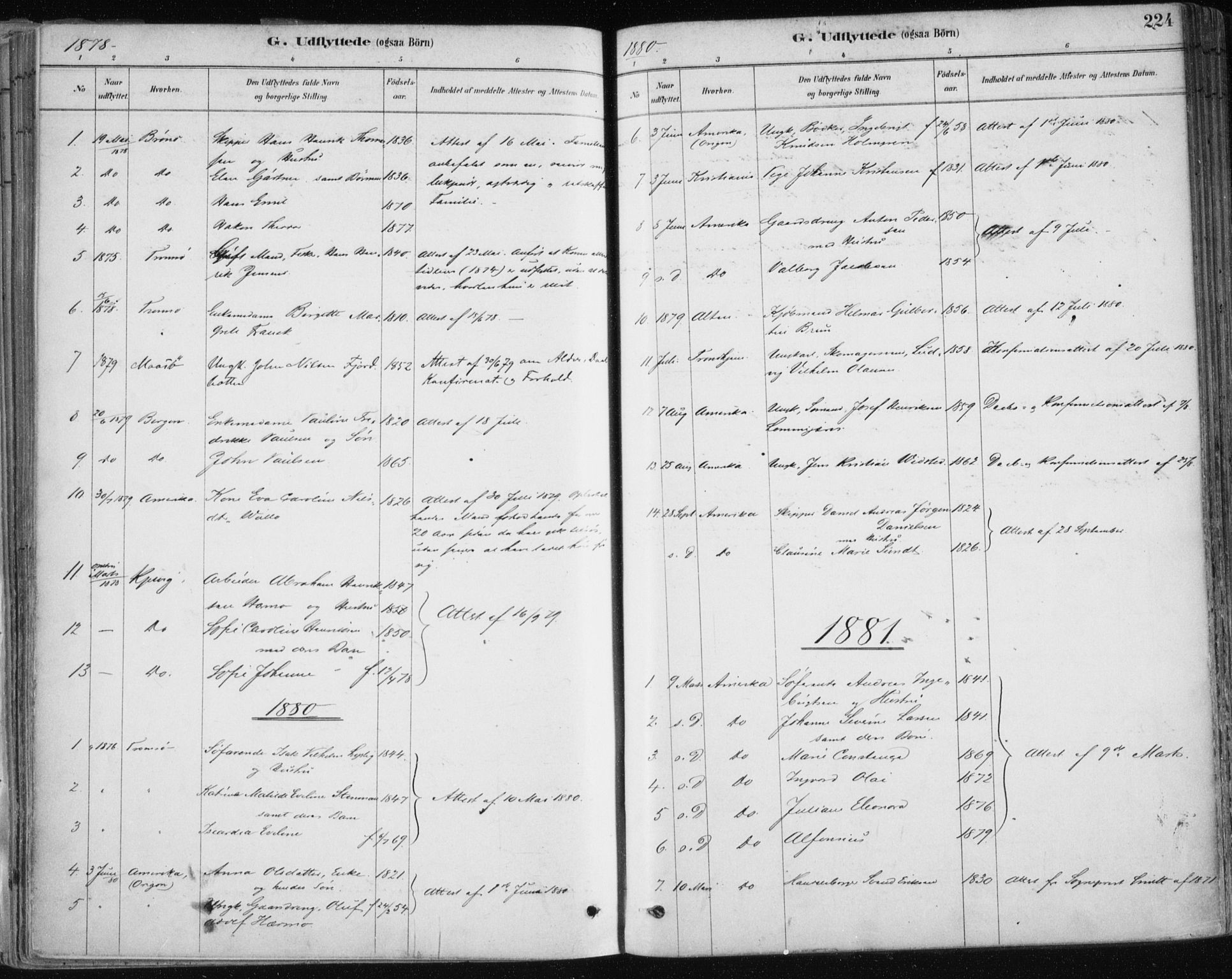 Hammerfest sokneprestkontor, SATØ/S-1347/H/Ha/L0008.kirke: Parish register (official) no. 8, 1878-1889, p. 224