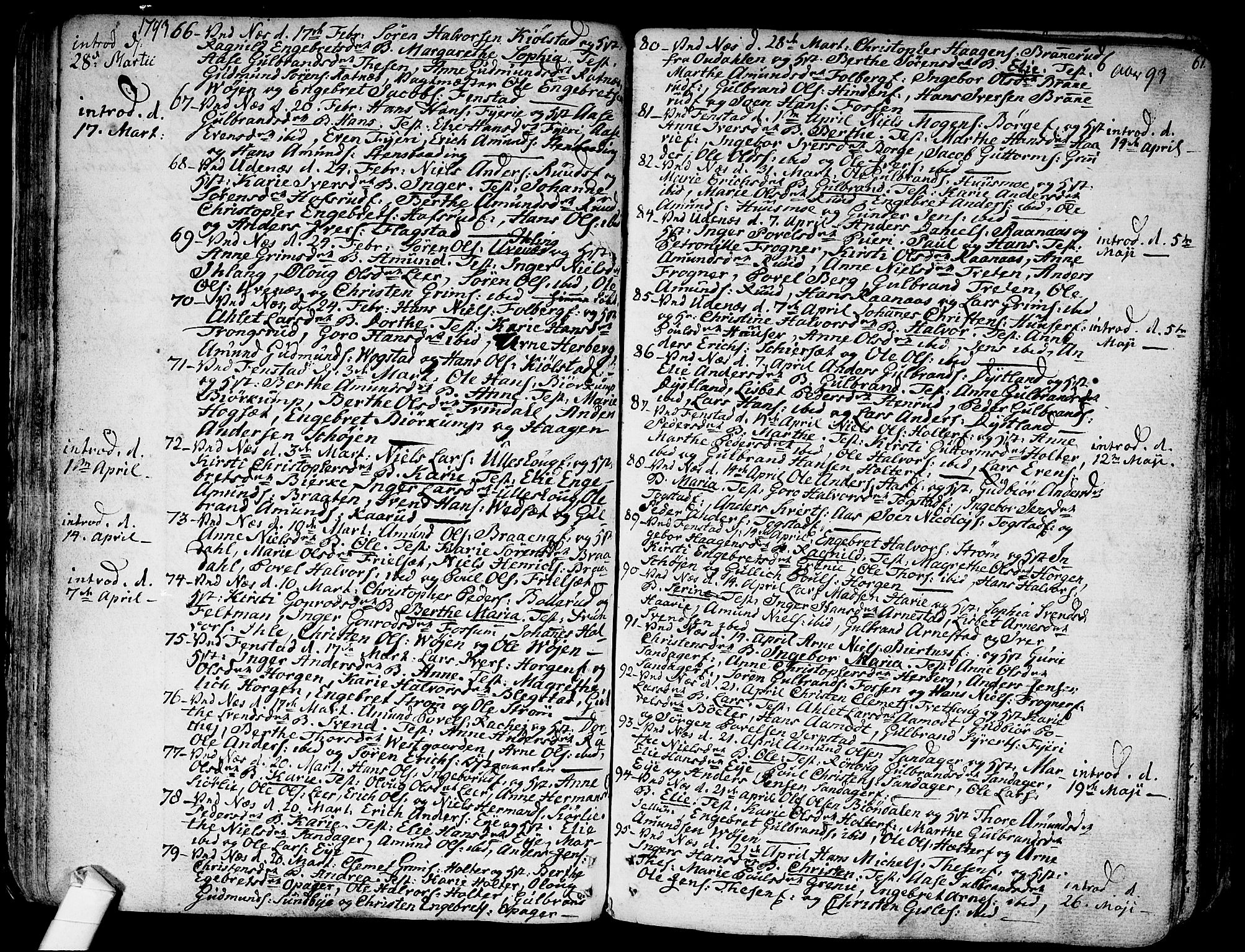 Nes prestekontor Kirkebøker, AV/SAO-A-10410/F/Fa/L0004: Parish register (official) no. I 4, 1781-1816, p. 61