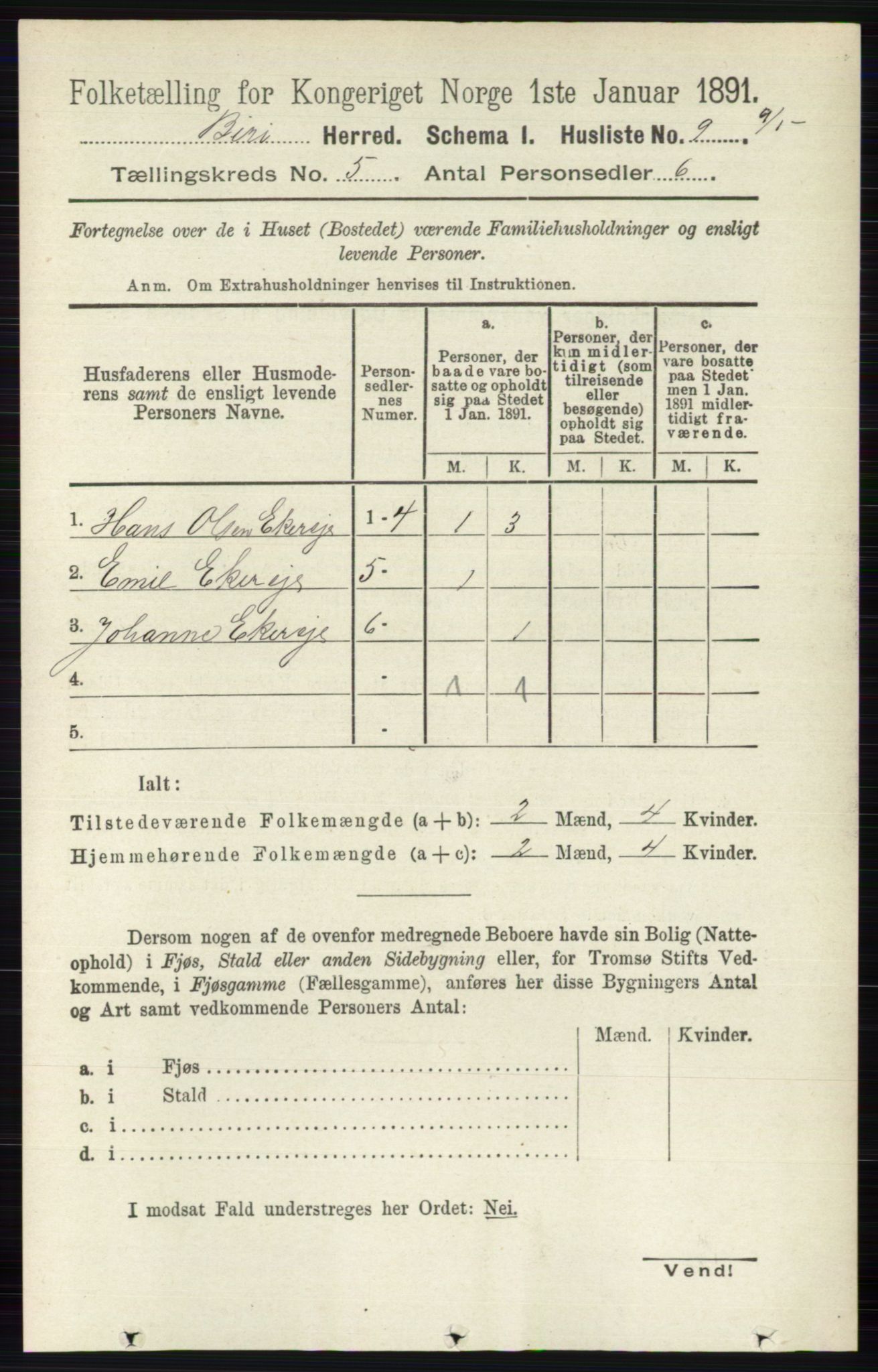 RA, 1891 census for 0525 Biri, 1891, p. 1736