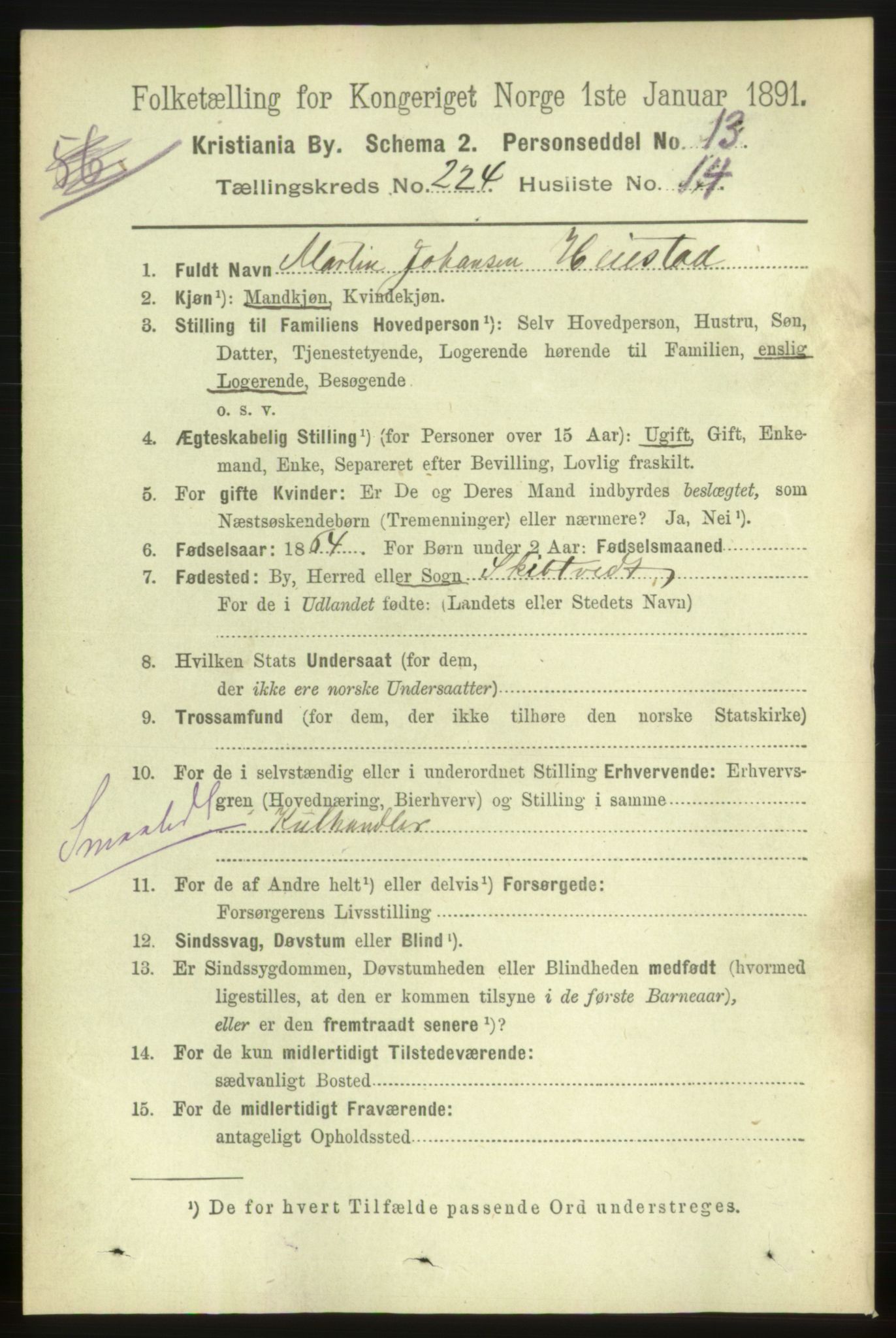 RA, 1891 census for 0301 Kristiania, 1891, p. 135758