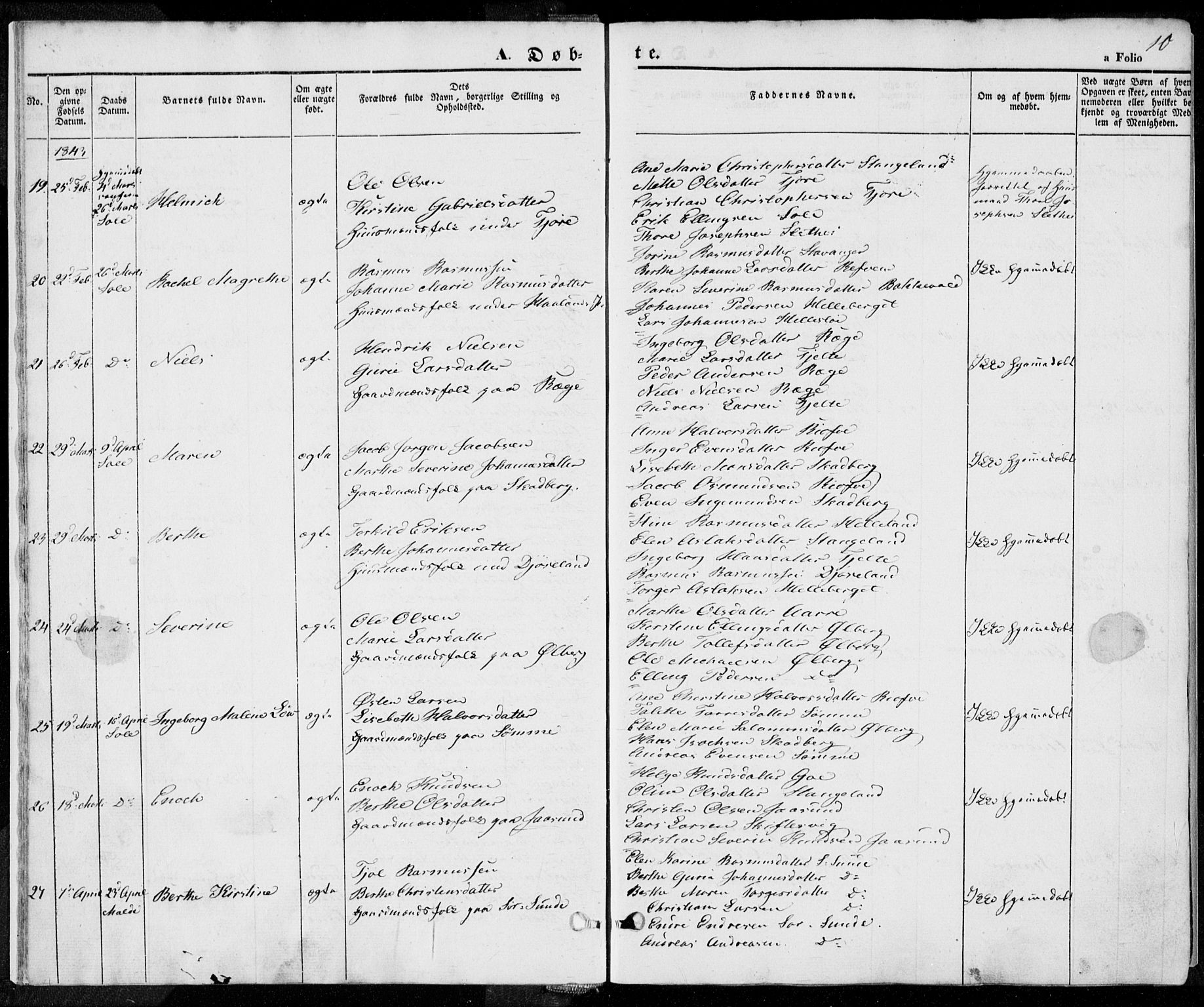 Håland sokneprestkontor, AV/SAST-A-101802/001/30BA/L0006: Parish register (official) no. A 6, 1842-1853, p. 10