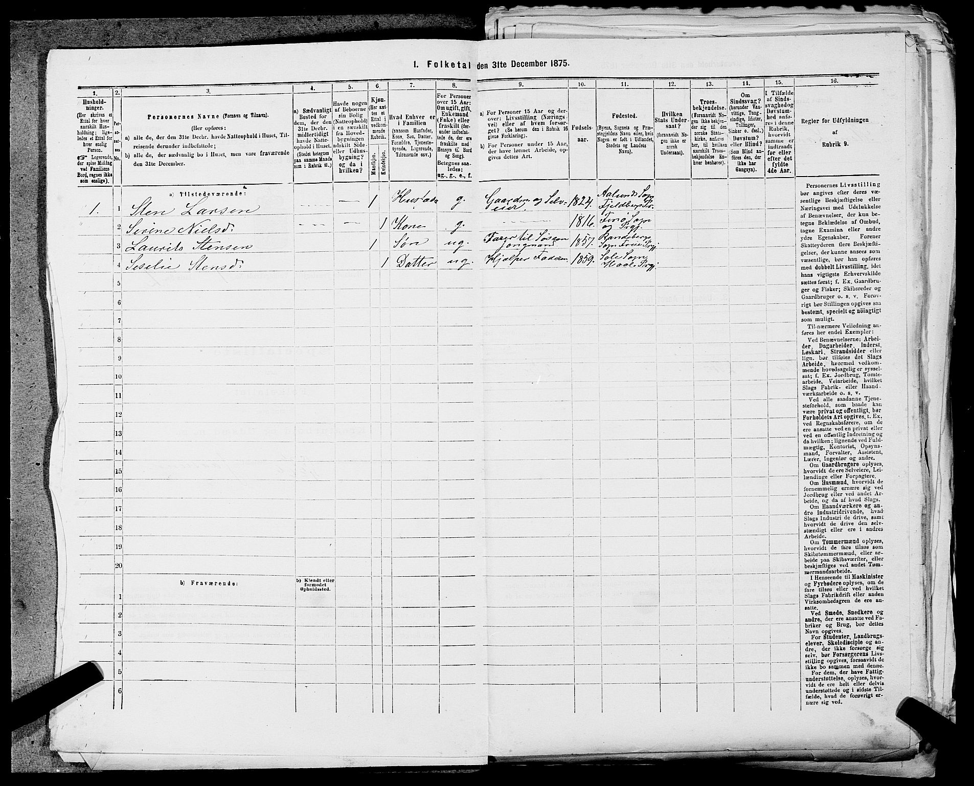 SAST, 1875 census for 1124P Håland, 1875, p. 56