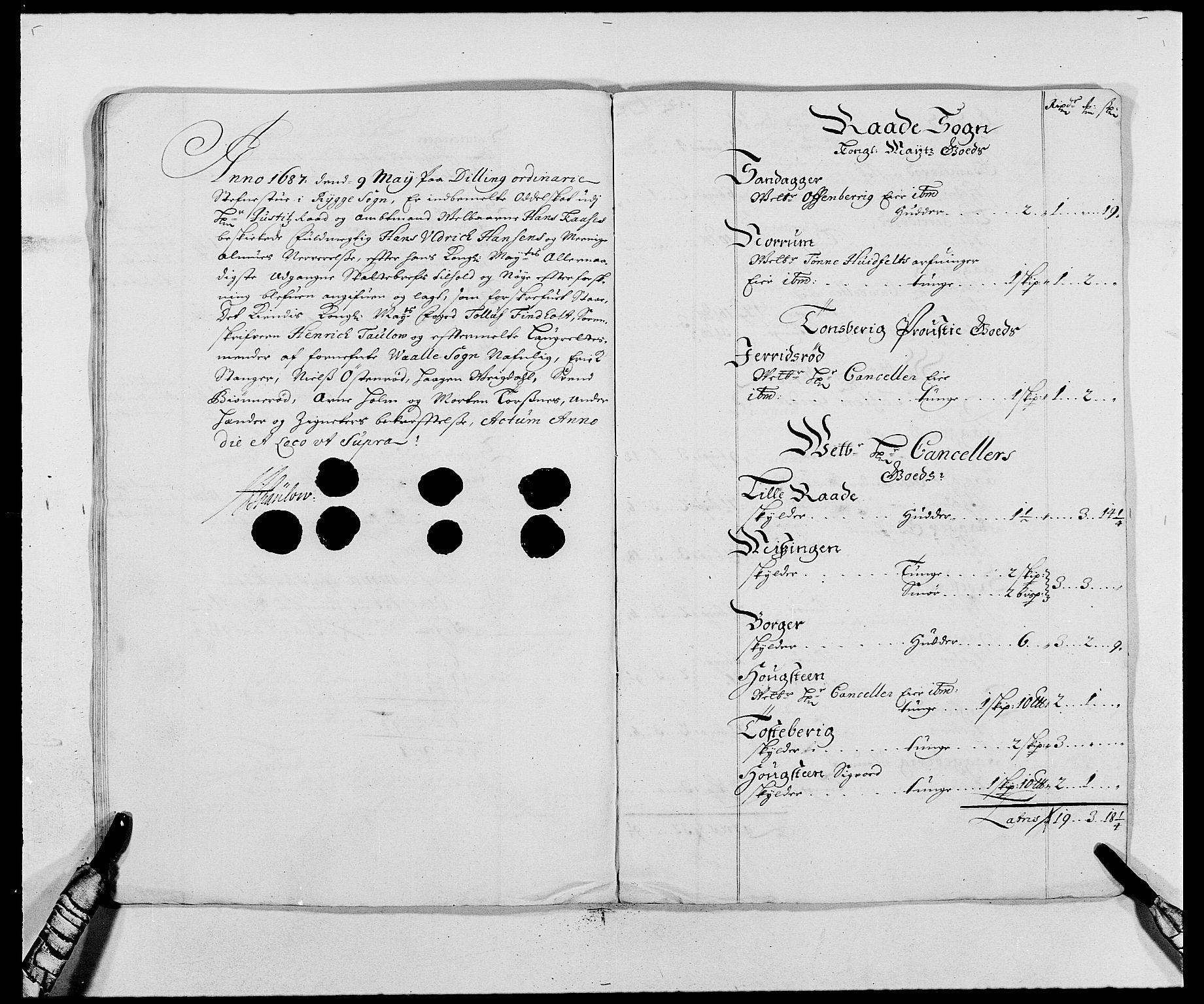 Rentekammeret inntil 1814, Reviderte regnskaper, Fogderegnskap, AV/RA-EA-4092/R02/L0105: Fogderegnskap Moss og Verne kloster, 1685-1687, p. 373