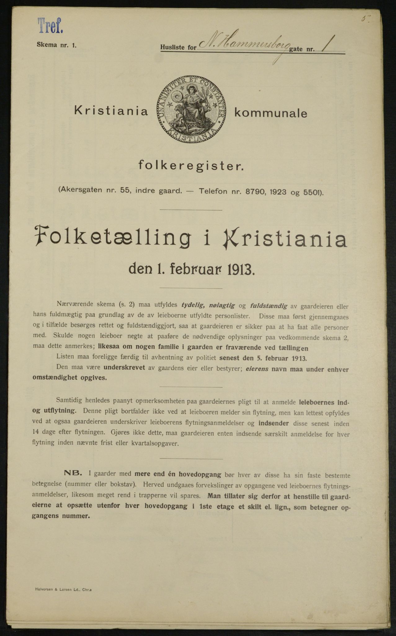 OBA, Municipal Census 1913 for Kristiania, 1913, p. 69136