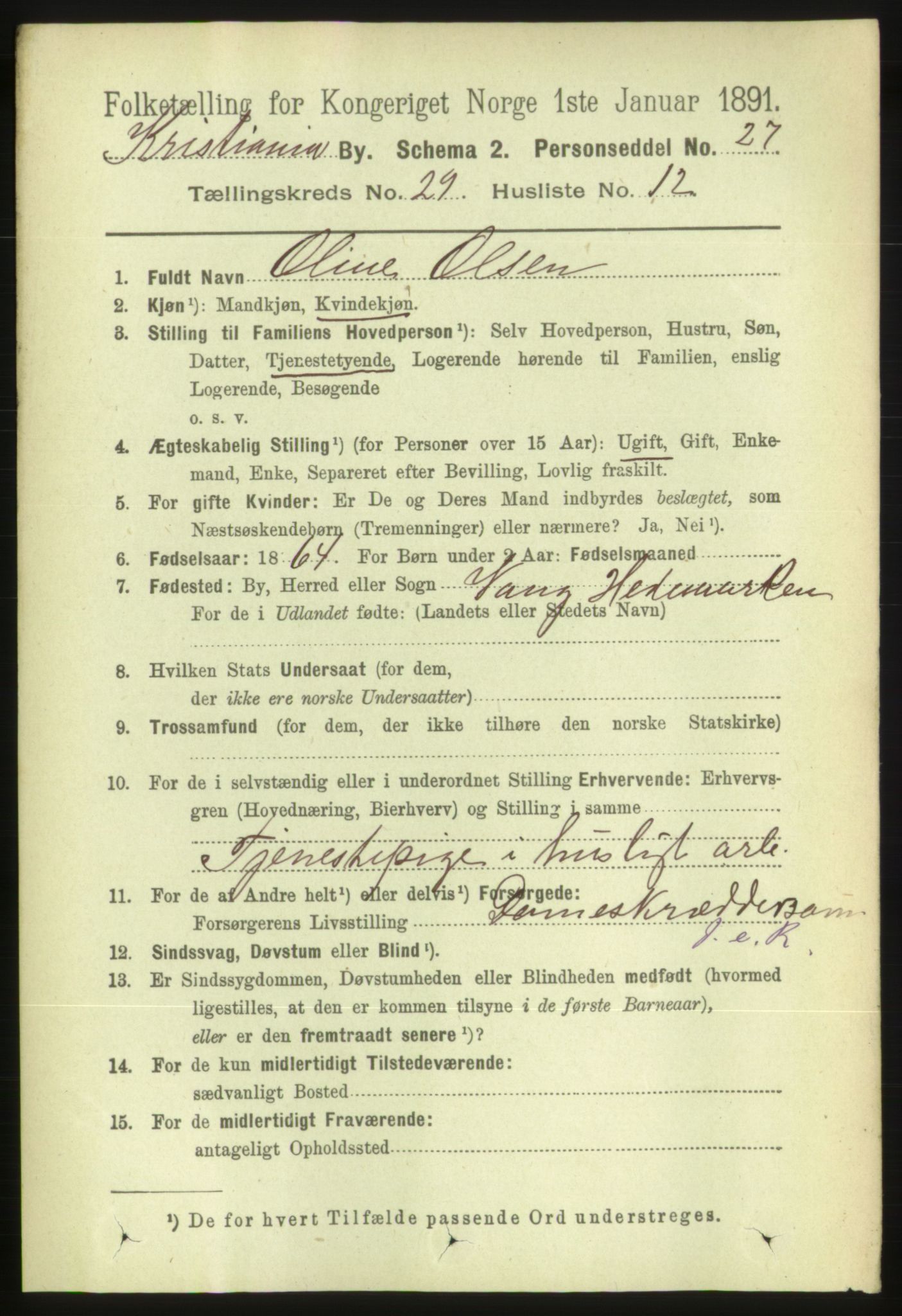 RA, 1891 census for 0301 Kristiania, 1891, p. 15213