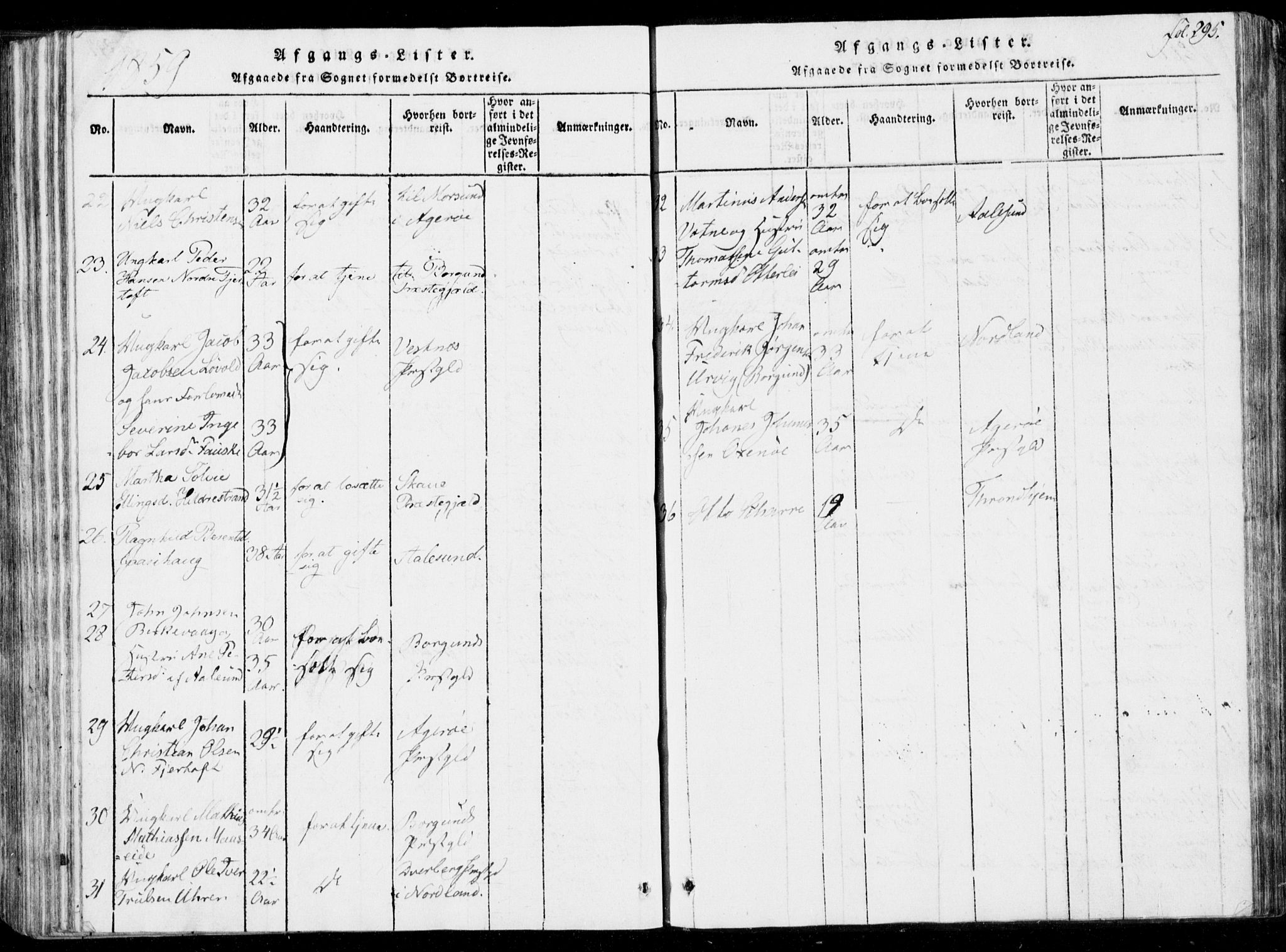 Ministerialprotokoller, klokkerbøker og fødselsregistre - Møre og Romsdal, SAT/A-1454/537/L0517: Parish register (official) no. 537A01, 1818-1862, p. 295