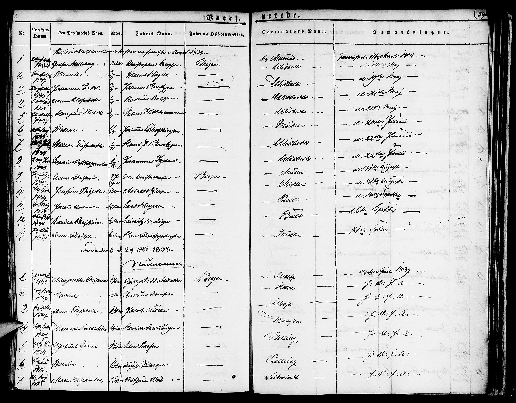 Nykirken Sokneprestembete, SAB/A-77101/H/Haa/L0012: Parish register (official) no. A 12, 1821-1844, p. 598