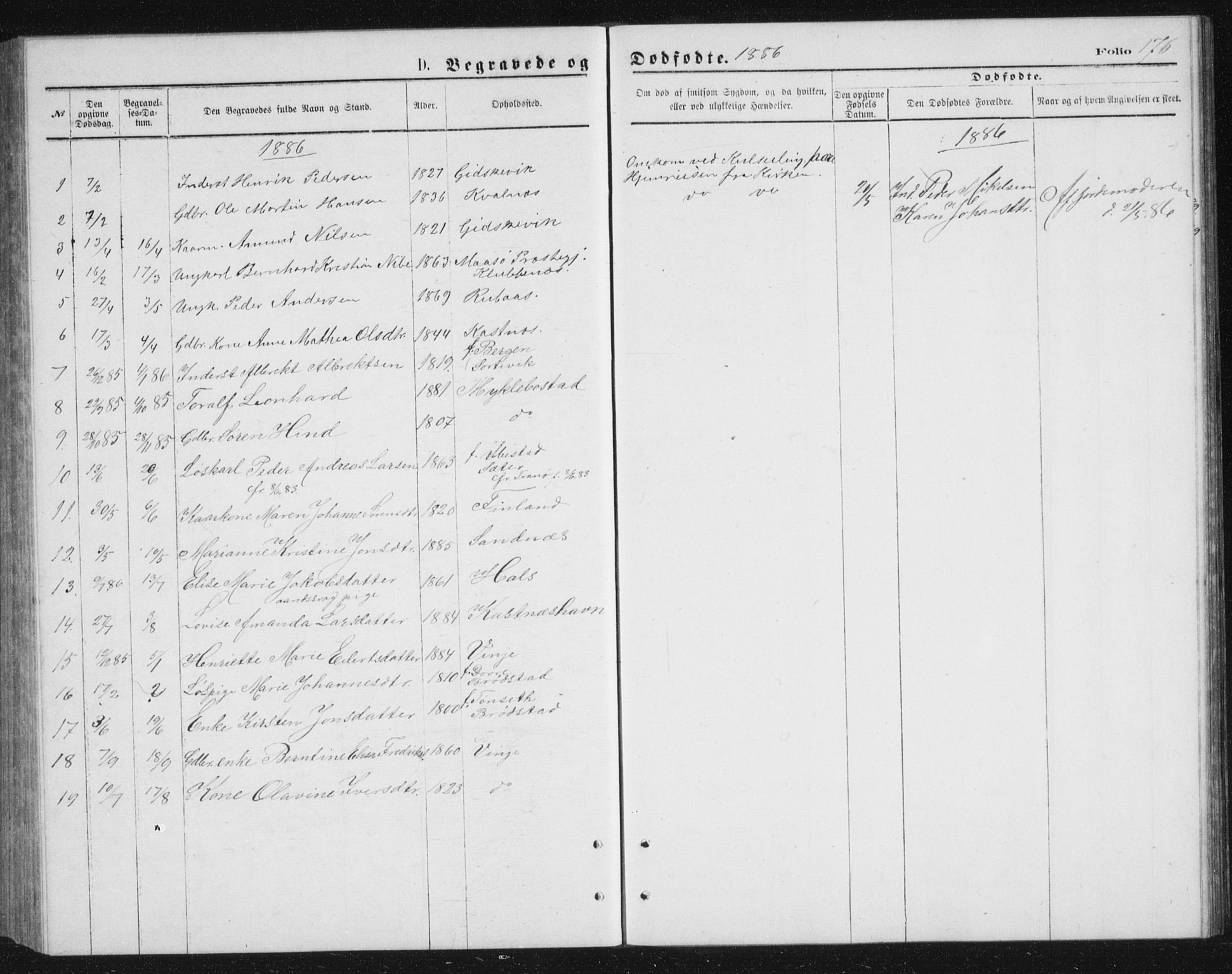 Tranøy sokneprestkontor, AV/SATØ-S-1313/I/Ia/Iab/L0013klokker: Parish register (copy) no. 13, 1874-1896, p. 176