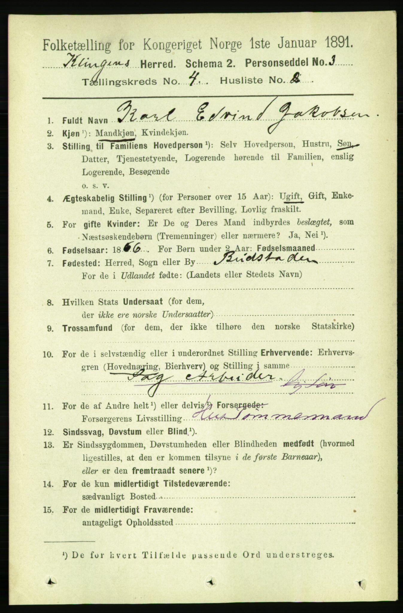 RA, 1891 census for 1746 Klinga, 1891, p. 1159