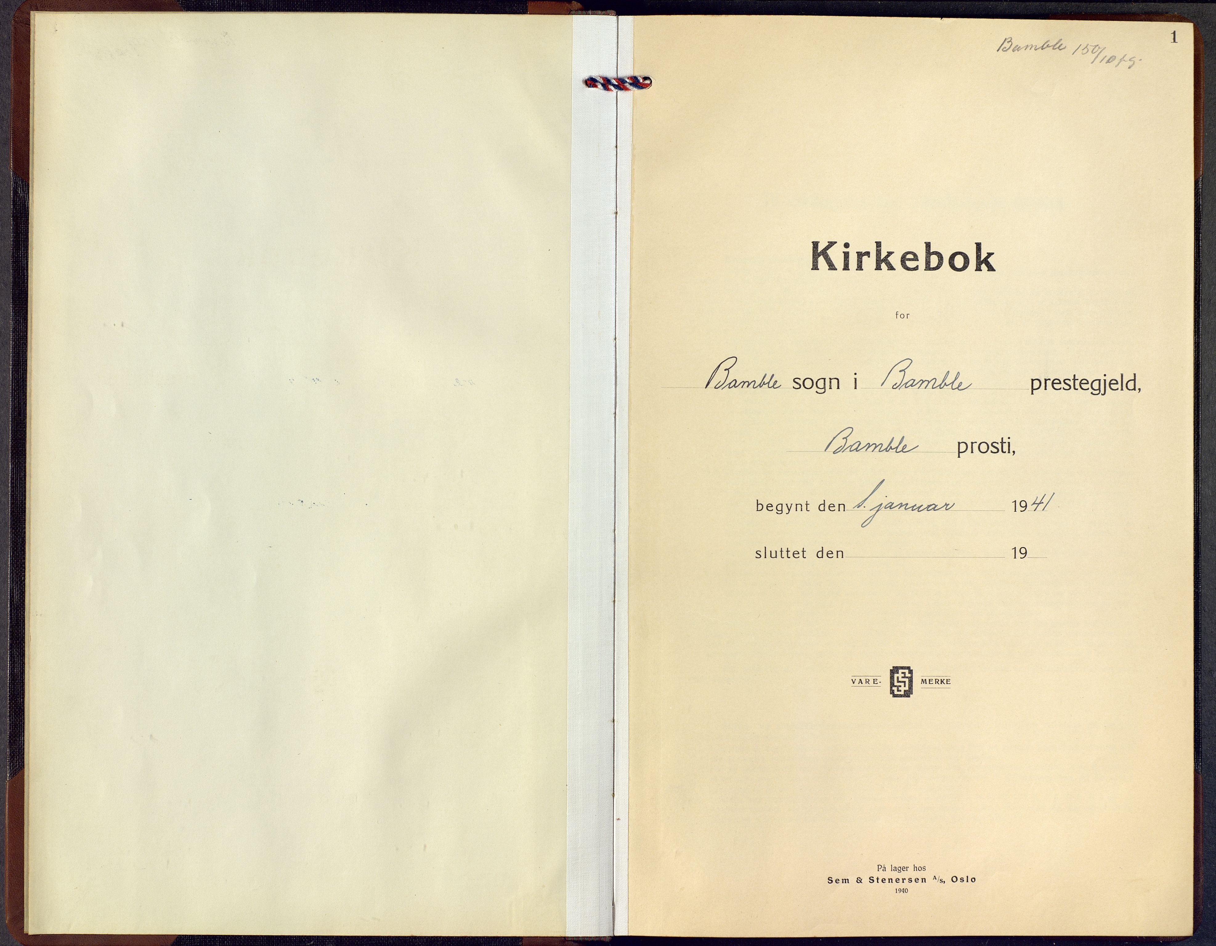 Bamble kirkebøker, AV/SAKO-A-253/G/Ga/L0013: Parish register (copy) no. I 13, 1941-1949, p. 1