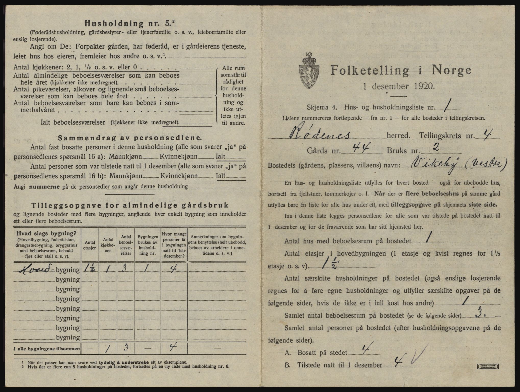 SAO, 1920 census for Rødenes, 1920, p. 388