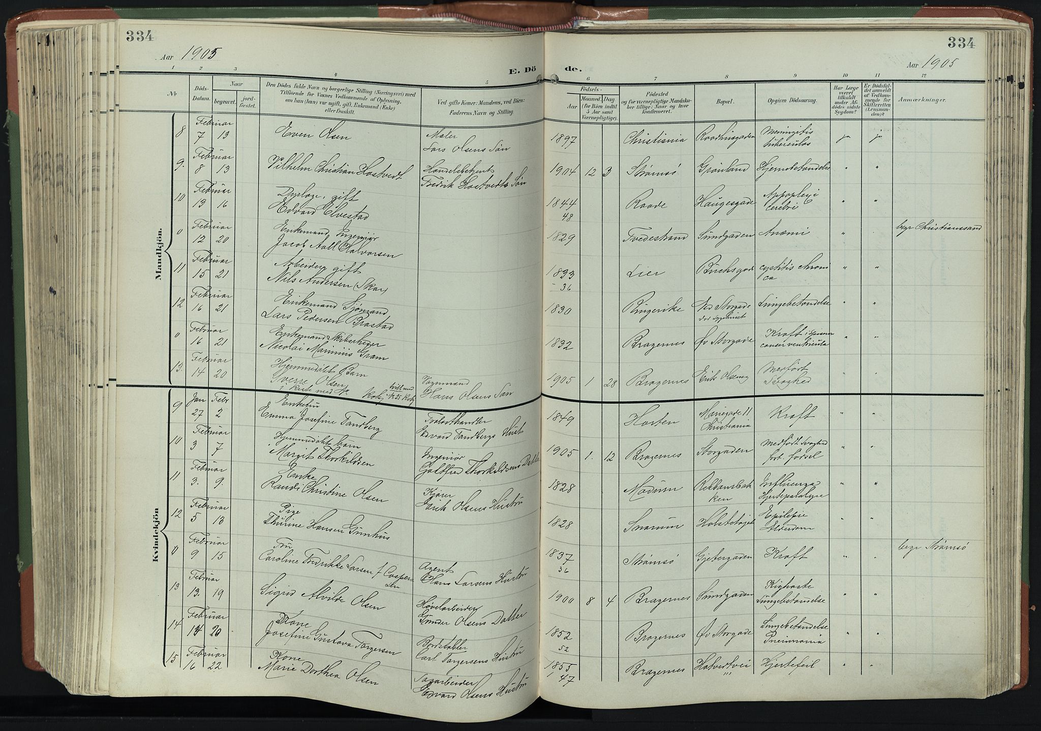 Bragernes kirkebøker, AV/SAKO-A-6/F/Fb/L0009: Parish register (official) no. II 9, 1902-1911, p. 334