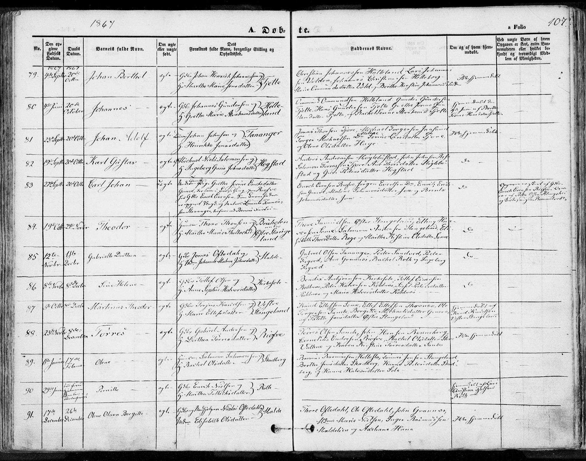 Håland sokneprestkontor, SAST/A-101802/001/30BA/L0007: Parish register (official) no. A 7.1, 1854-1870, p. 107