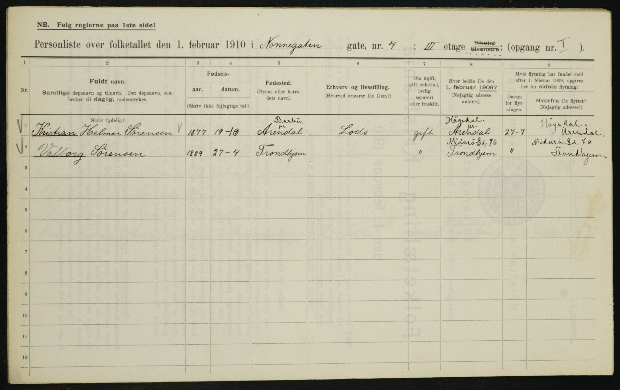 OBA, Municipal Census 1910 for Kristiania, 1910, p. 68926