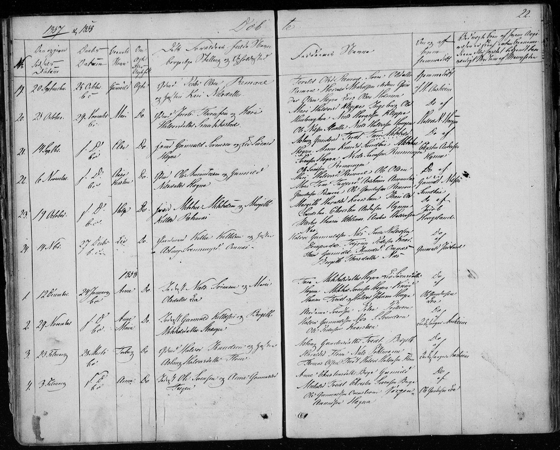 Lunde kirkebøker, AV/SAKO-A-282/F/Fb/L0001: Parish register (official) no. II 1, 1845-1861, p. 22