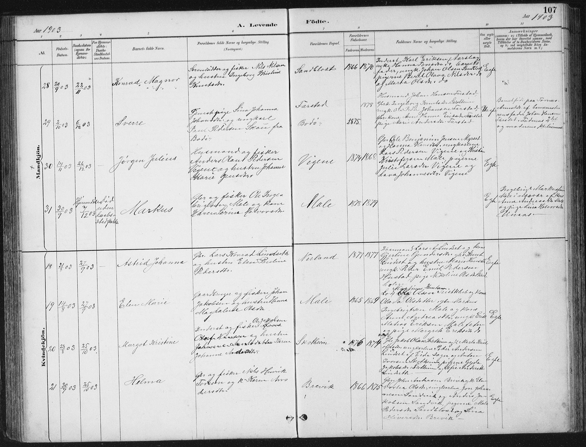 Ministerialprotokoller, klokkerbøker og fødselsregistre - Møre og Romsdal, SAT/A-1454/567/L0783: Parish register (copy) no. 567C03, 1887-1903, p. 107