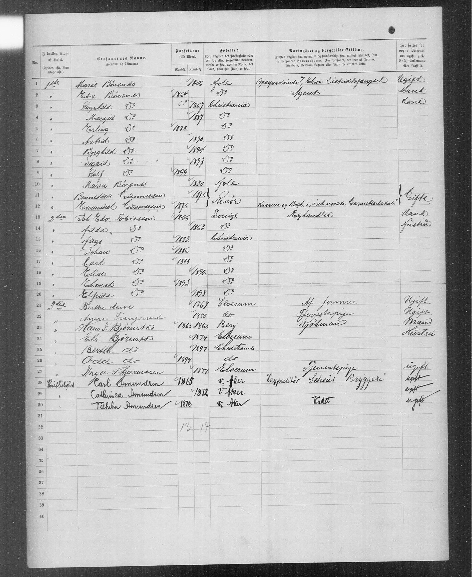 OBA, Municipal Census 1899 for Kristiania, 1899, p. 6105