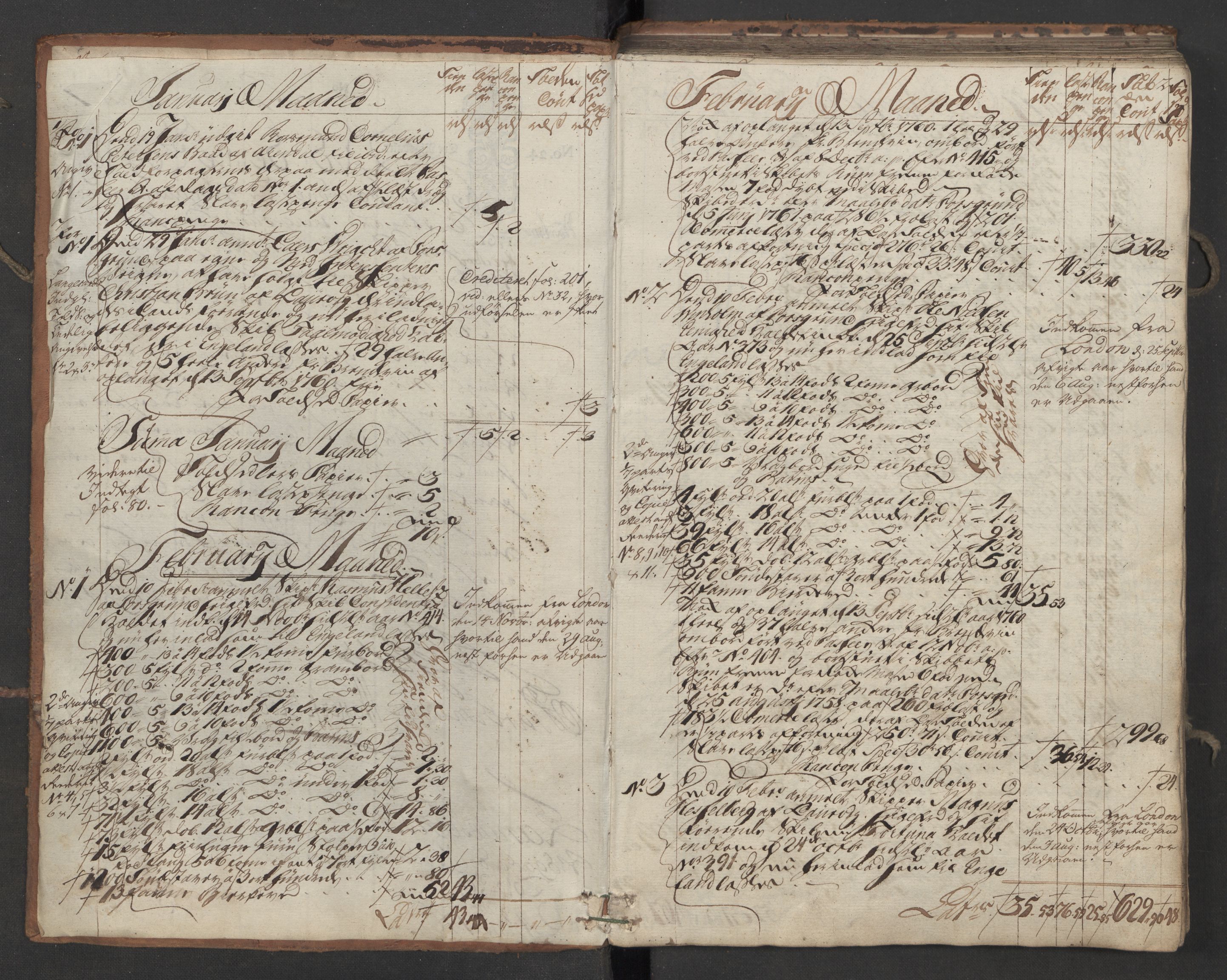 Generaltollkammeret, tollregnskaper, RA/EA-5490/R12/L0047/0001: Tollregnskaper Langesund / Utgående hovedtollbok, 1762, p. 1b-2a
