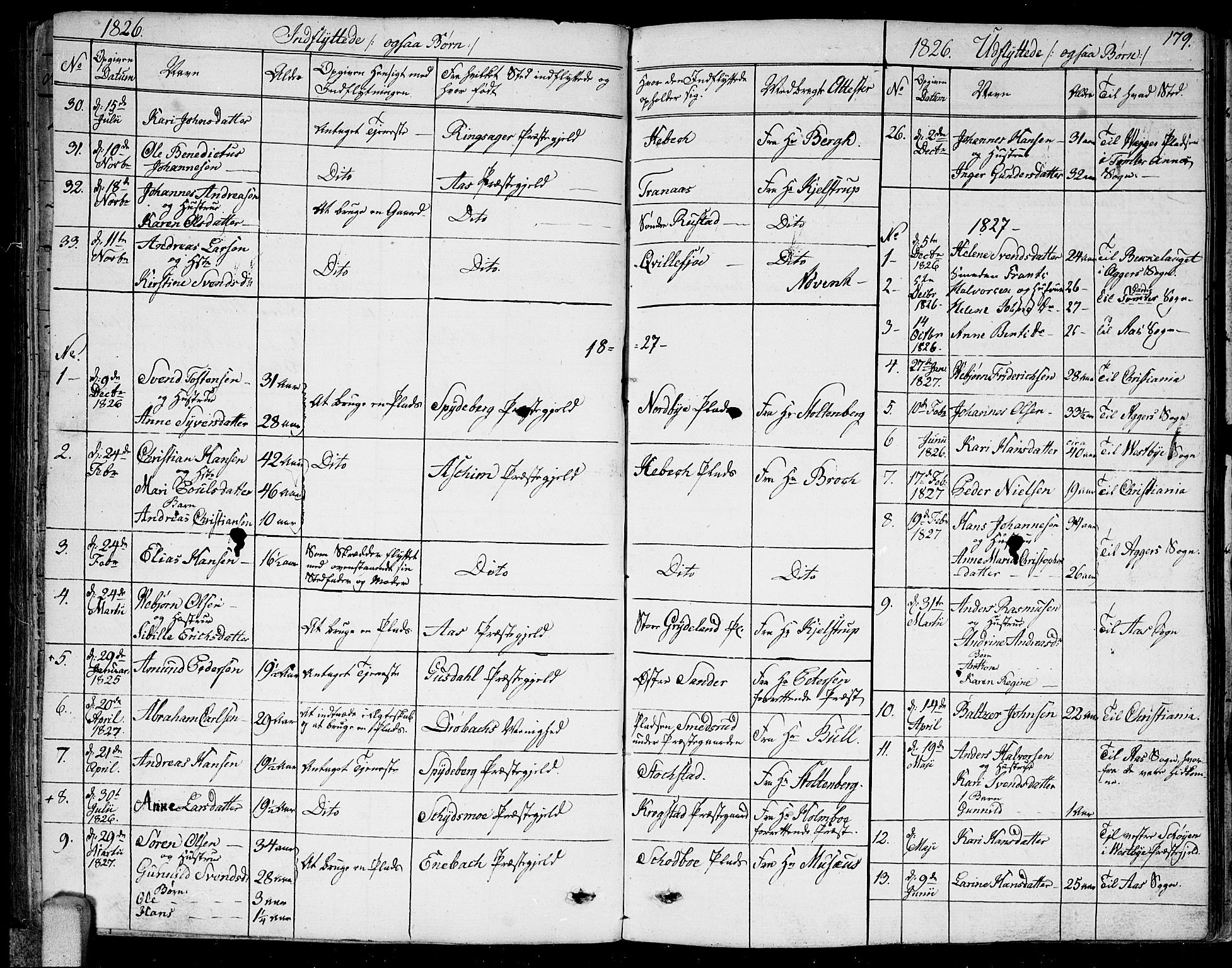 Kråkstad prestekontor Kirkebøker, SAO/A-10125a/F/Fa/L0004: Parish register (official) no. I 4, 1825-1837, p. 179
