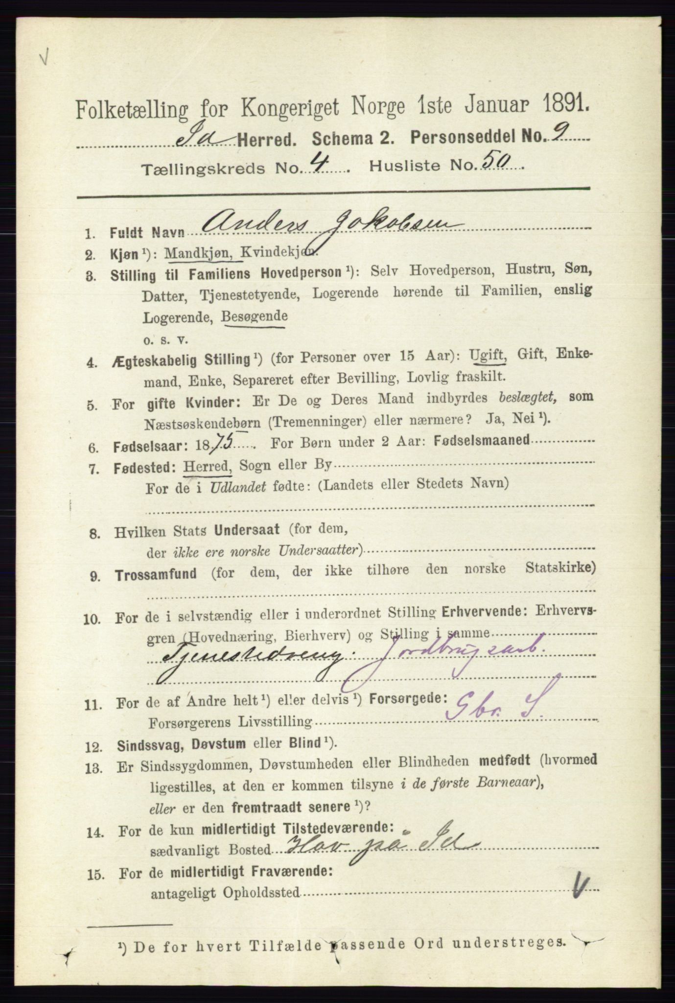 RA, 1891 census for 0117 Idd, 1891, p. 3167