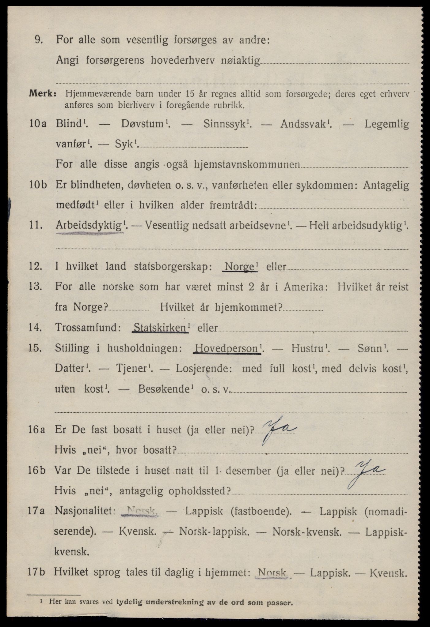 SAT, 1920 census for Hemne, 1920, p. 1807