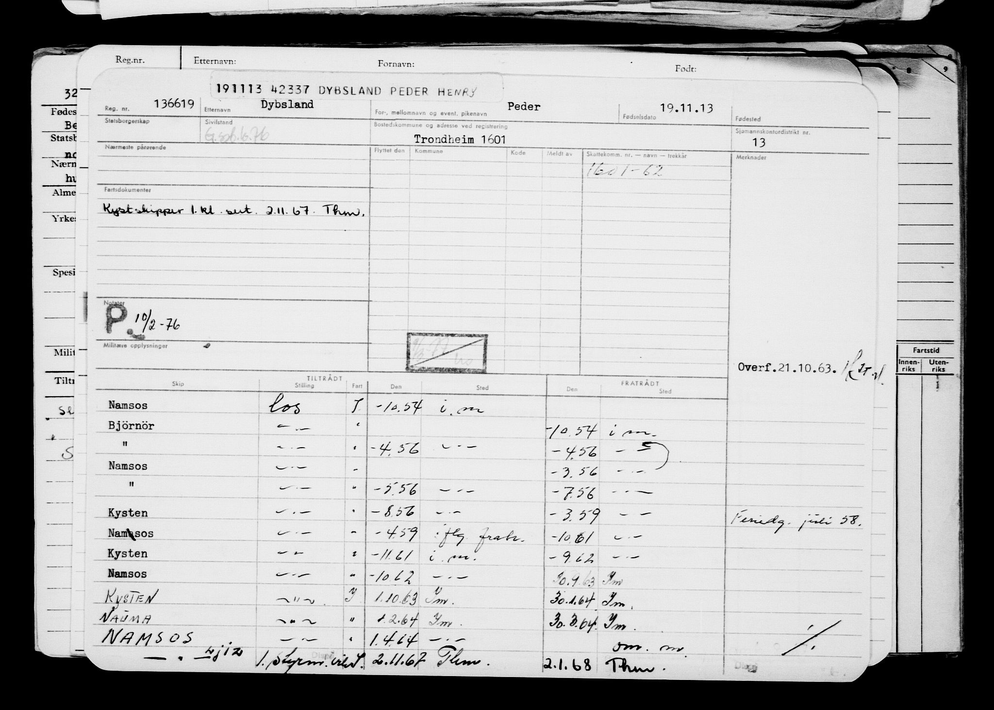 Direktoratet for sjømenn, AV/RA-S-3545/G/Gb/L0116: Hovedkort, 1913, p. 606