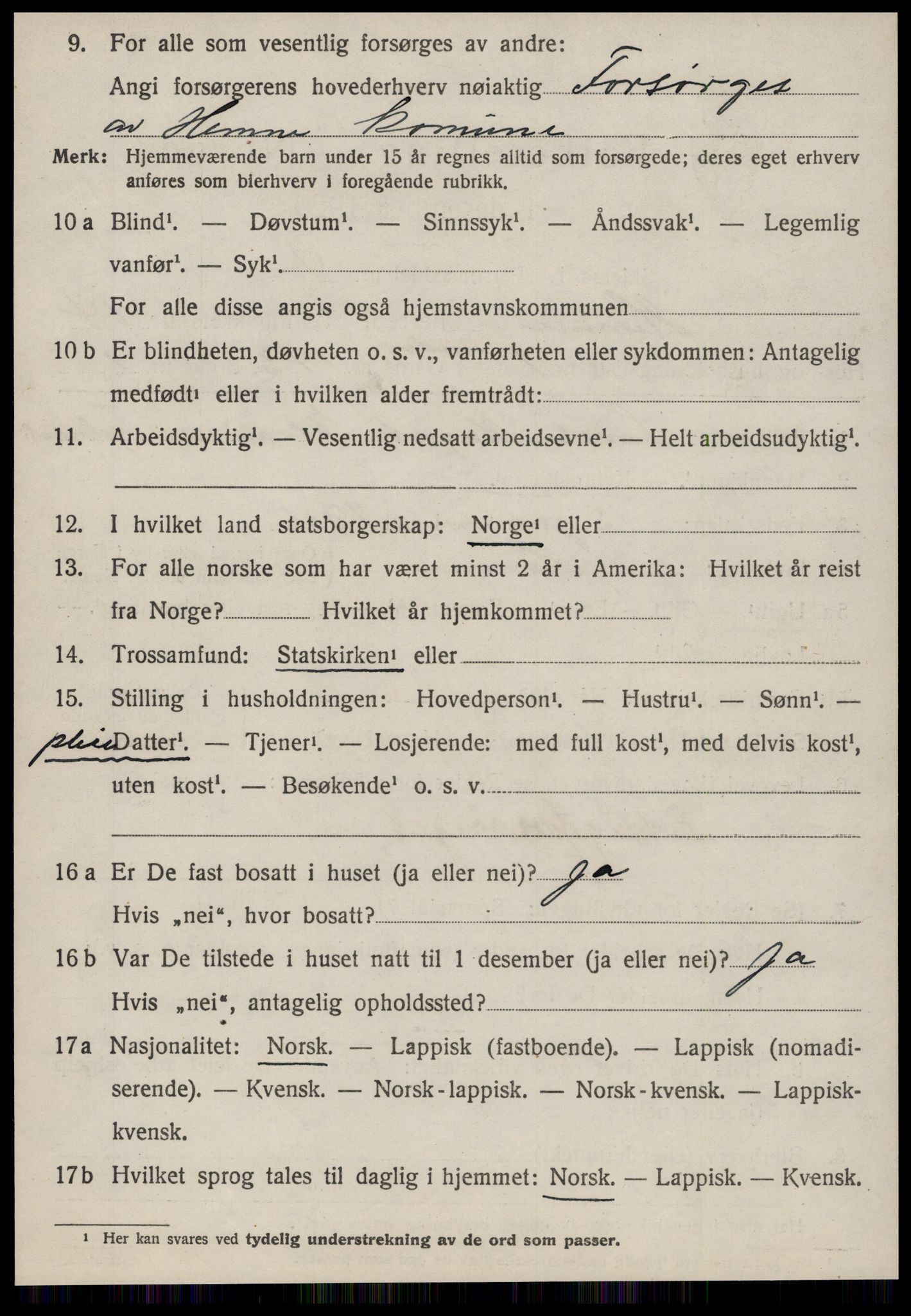 SAT, 1920 census for Hemne, 1920, p. 7937