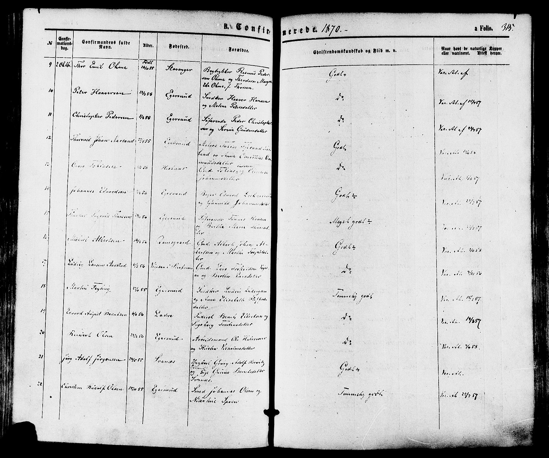 Eigersund sokneprestkontor, AV/SAST-A-101807/S08/L0014: Parish register (official) no. A 13, 1866-1878, p. 315