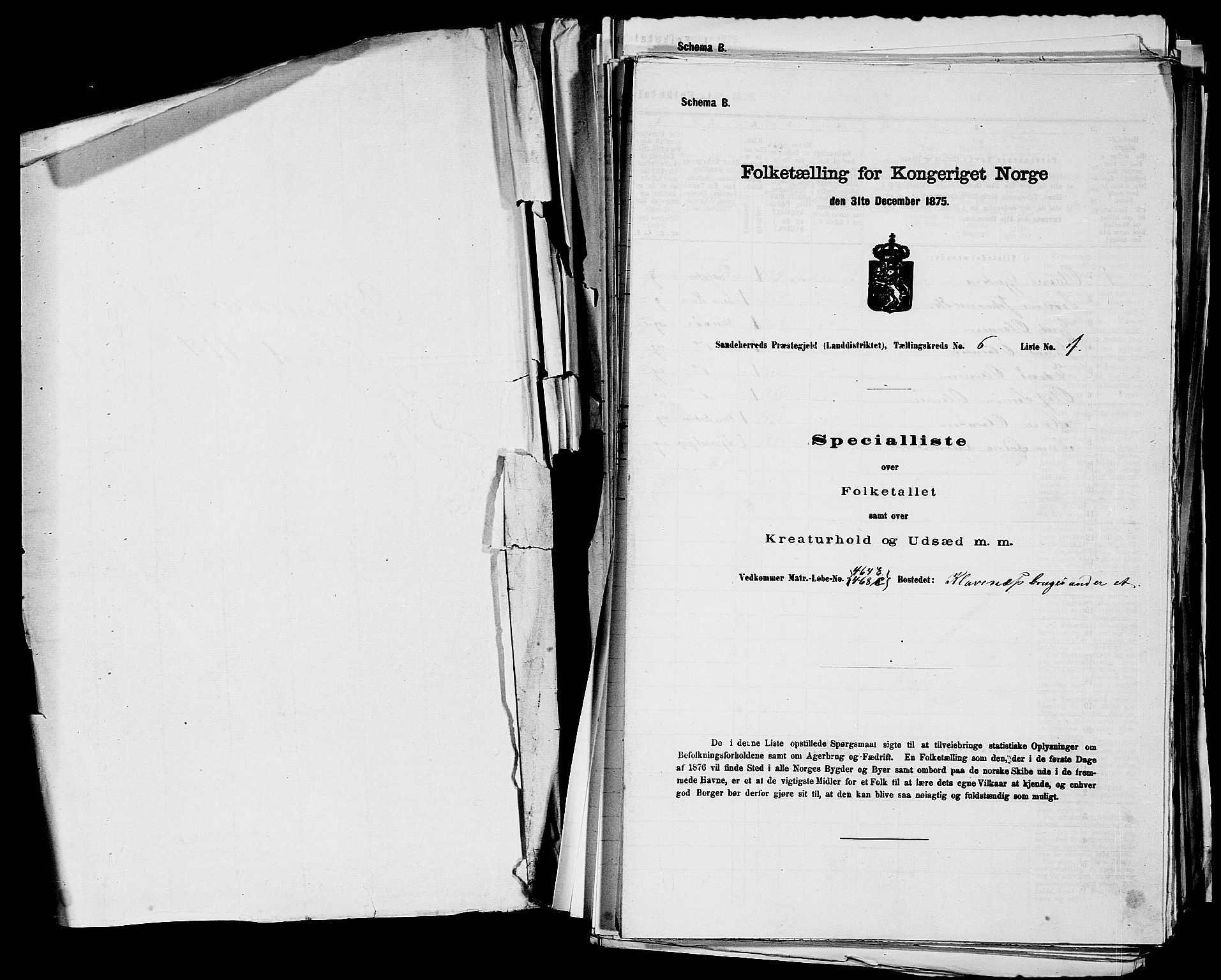 SAKO, 1875 census for 0724L Sandeherred/Sandeherred, 1875, p. 1302