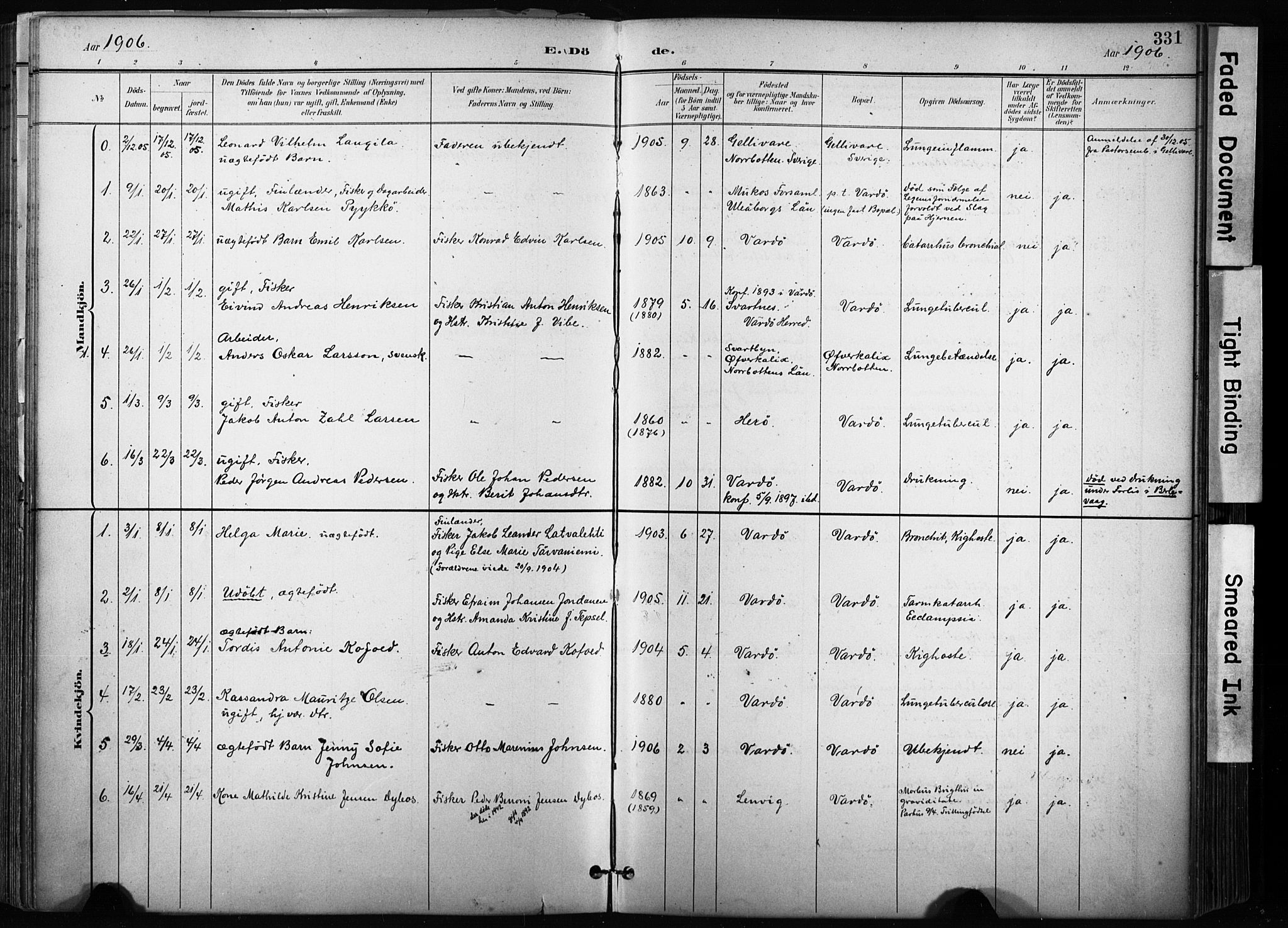 Vardø sokneprestkontor, AV/SATØ-S-1332/H/Ha/L0010kirke: Parish register (official) no. 10, 1895-1907, p. 331