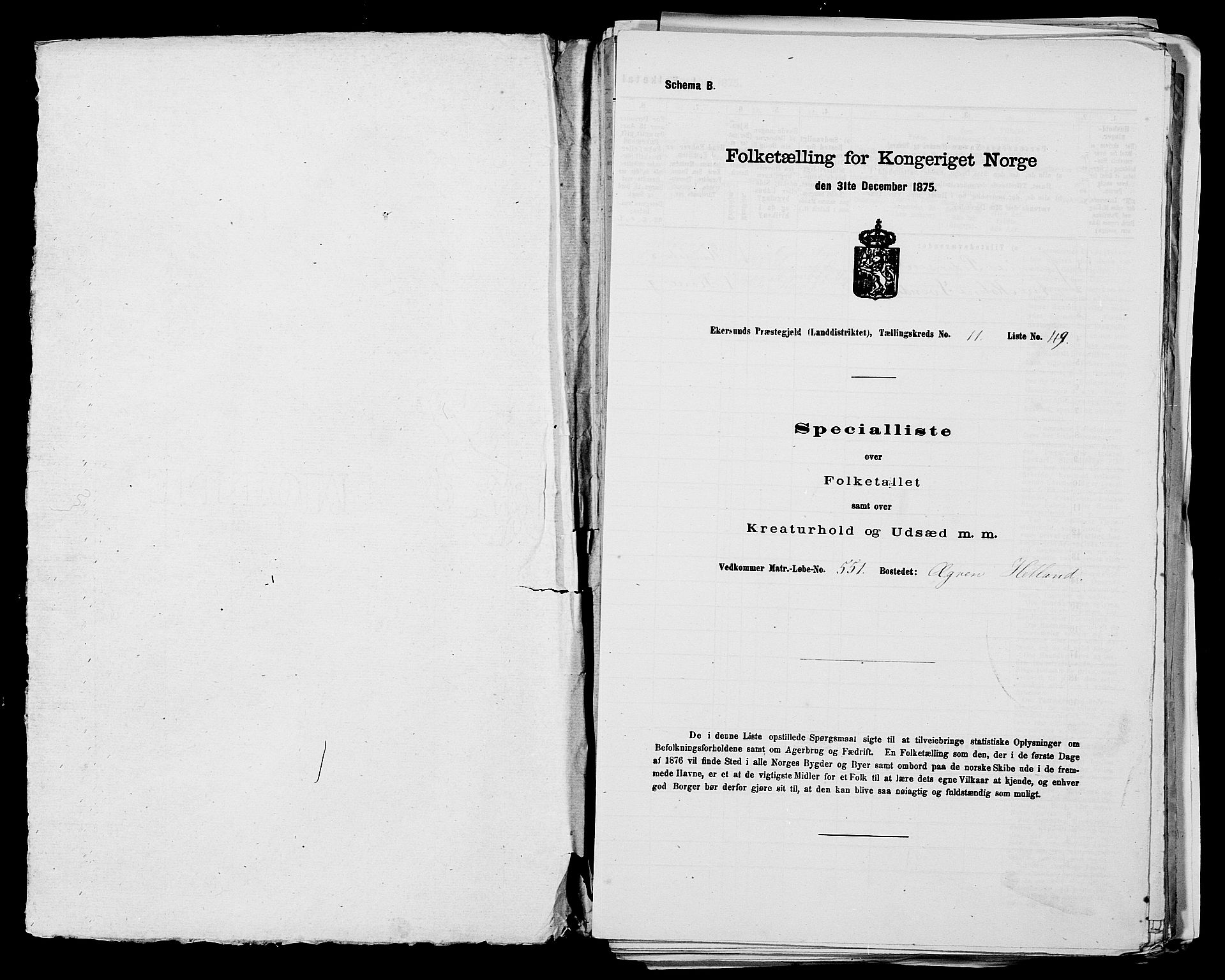 SAST, 1875 census for 1116L Eigersund/Eigersund og Ogna, 1875, p. 1227