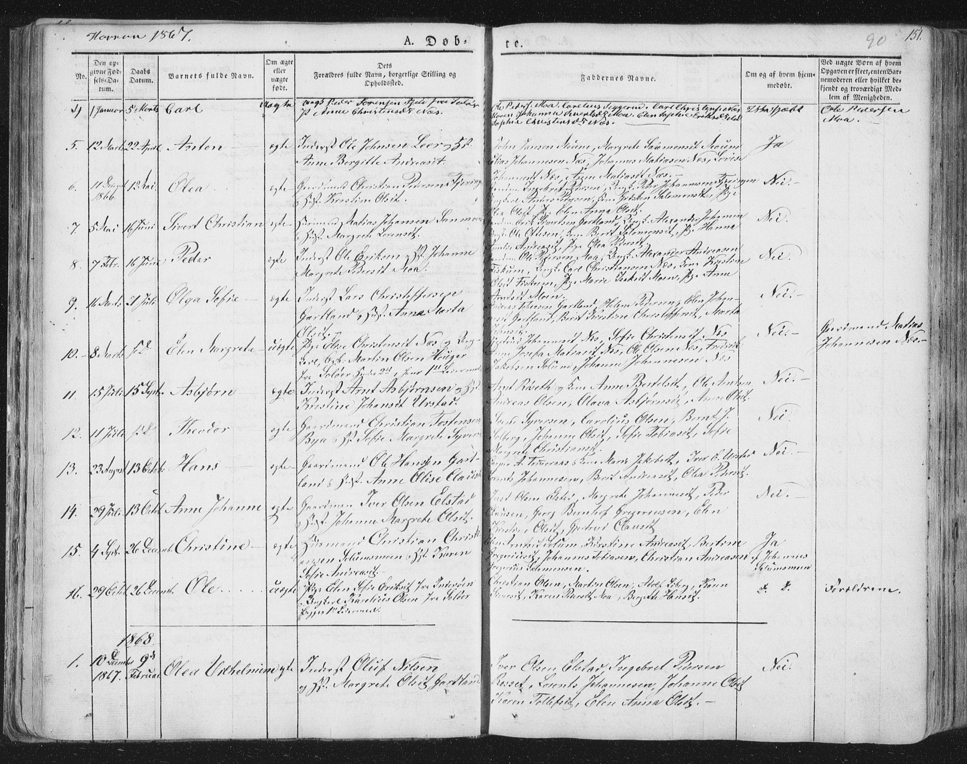 Ministerialprotokoller, klokkerbøker og fødselsregistre - Nord-Trøndelag, SAT/A-1458/758/L0513: Parish register (official) no. 758A02 /3, 1839-1868, p. 90