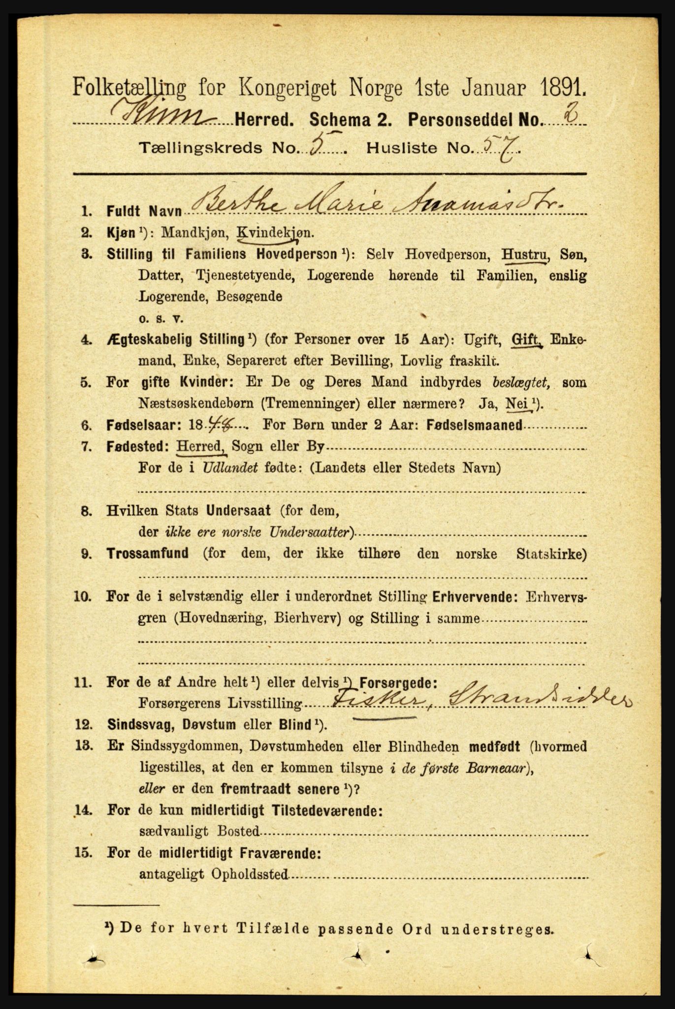 RA, 1891 census for 1437 Kinn, 1891, p. 2128