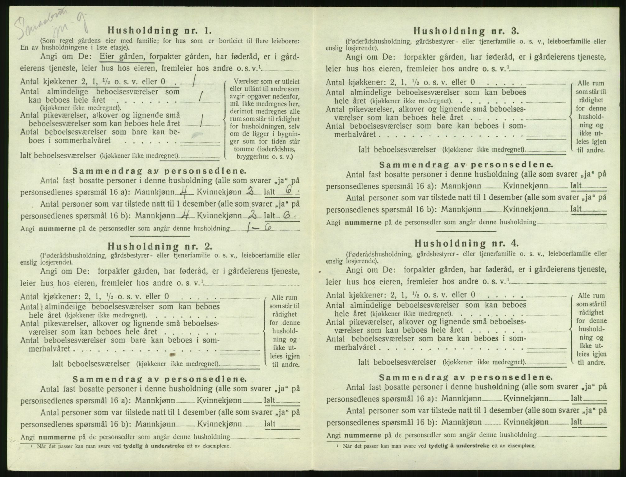 SAT, 1920 census for Borgund, 1920, p. 1485